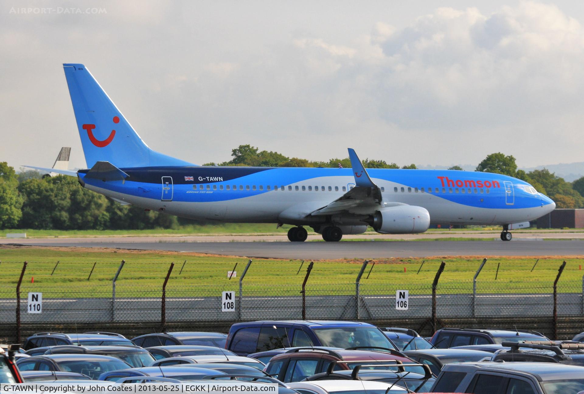 G-TAWN, 2013 Boeing 737-8K5 C/N 37251, Rolling on 08R