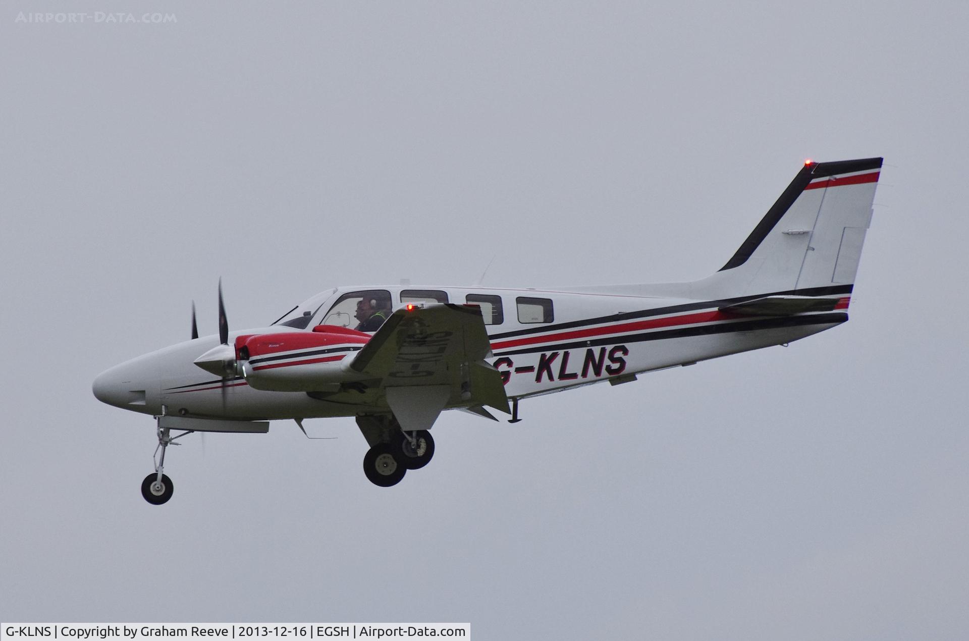 G-KLNS, 2013 Beechcraft G58 Baron C/N TH-2374, About to land.