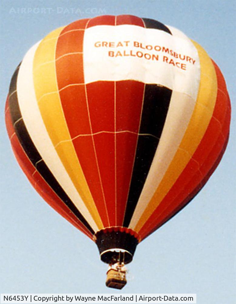 N6453Y, 1986 Aerostar International Inc S-60A C/N S60A-3046, N6453Y after launching from the Great Bloomsbury Balloon Race in Bloomsbury, New Jersey, circa 1987.