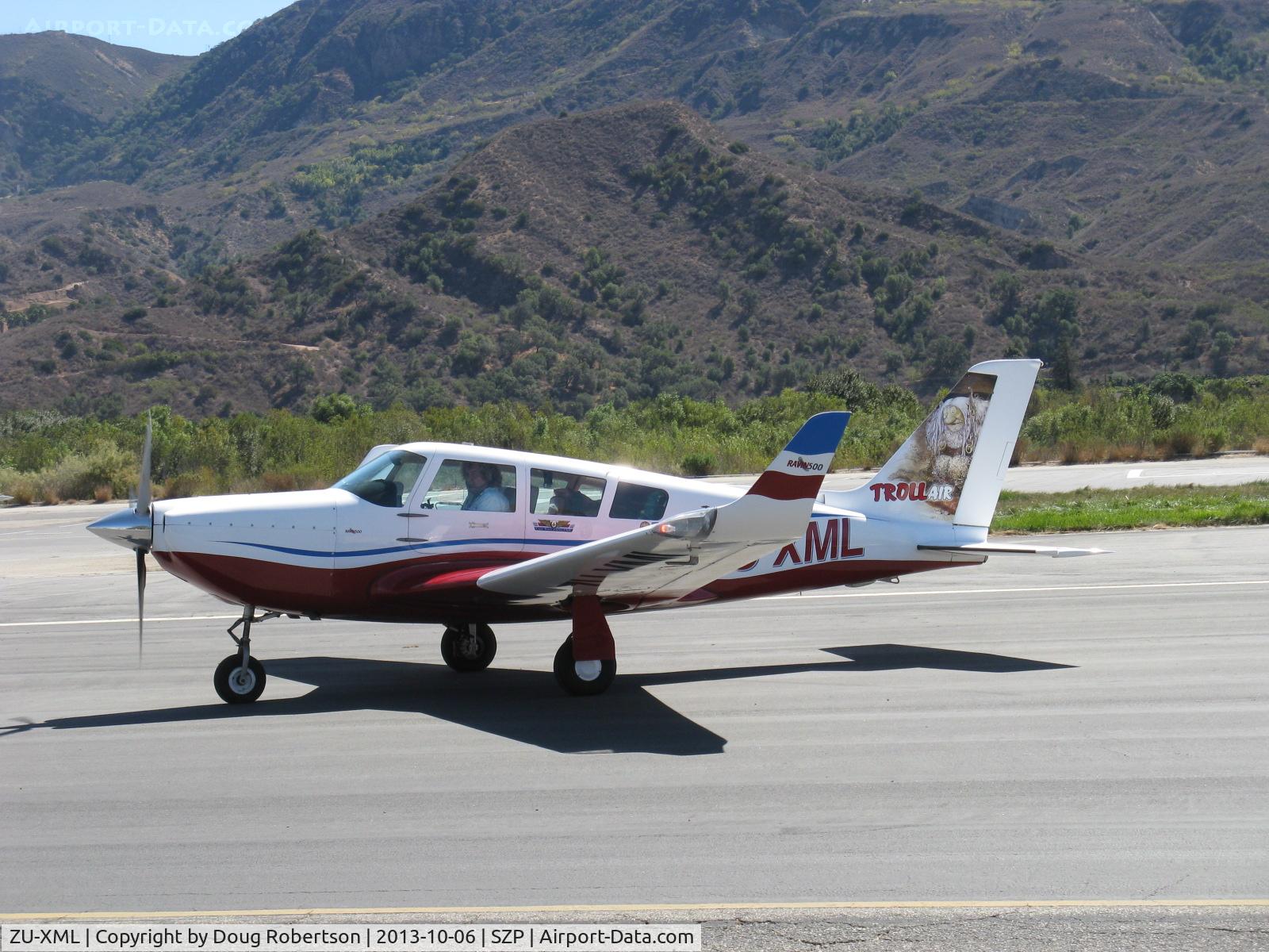 ZU-XML, 2009 Ravin 500 C/N 0905021, 2009 SA Ravin Aircraft CC RAVIN 500, Lycoming IO-540 260 Hp, on Troll Air with pilot Calle Hedberg Round the World Flight, thanks for stopping at SZP! taxi
