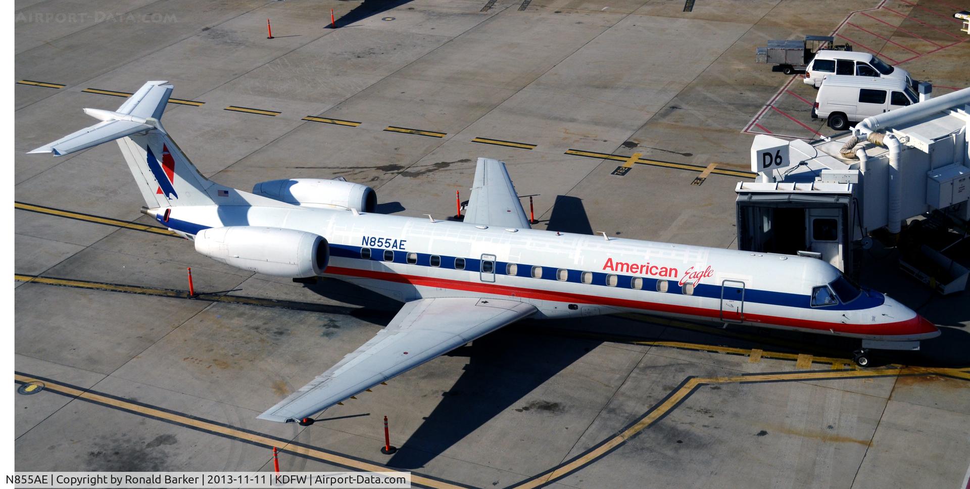 N855AE, 2003 Embraer ERJ-140LR (EMB-135KL) C/N 145747, Gate D6 DFW