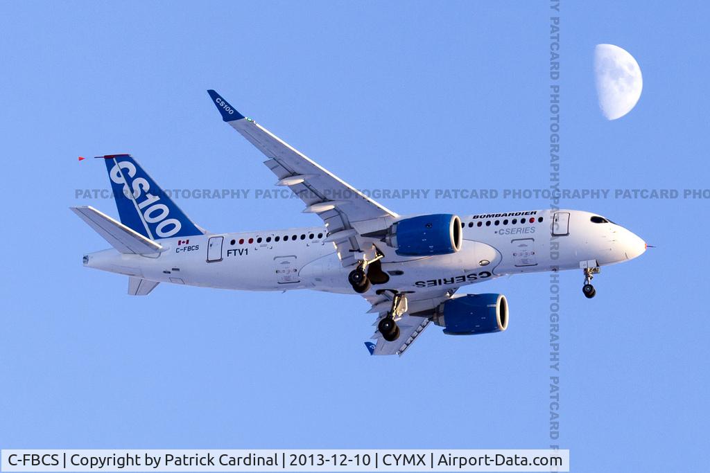C-FBCS, 2013 Bombardier CSeries CS100 (BD-500-1A10) C/N 50001, Flight Test Vehicle 1 landing in Mirabel after a test flight.