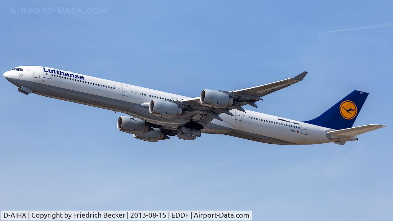 D-AIHX, 2009 Airbus A340-642 C/N 981, departure from Frankfurt