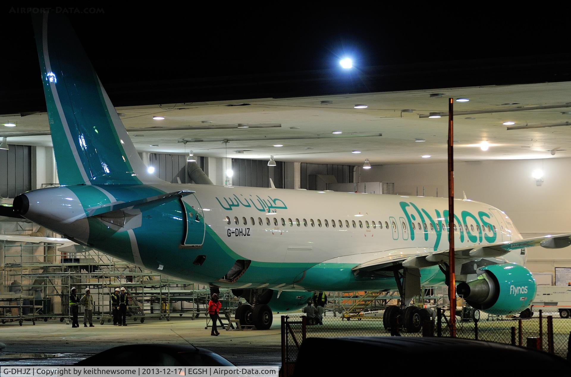 G-DHJZ, 2003 Airbus A320-214 C/N 1965, Being removed from spray shop in NasAir colour scheme !