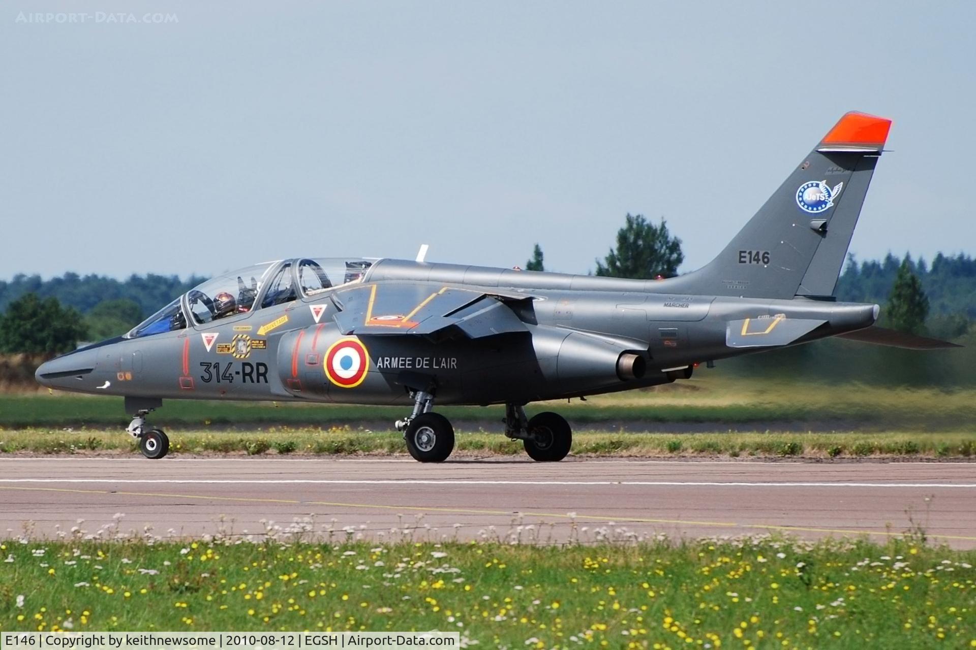 E146, Dassault-Dornier Alpha Jet E C/N E146, Turning to leave Norwich Airport to display at the Lowestoft Air Show !