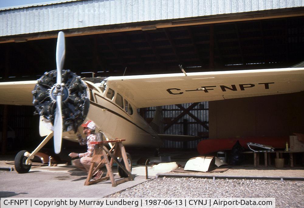 C-FNPT, 1947 Cessna 190 C/N 7387, Doing some maintenance in Langley, BC in 1987.