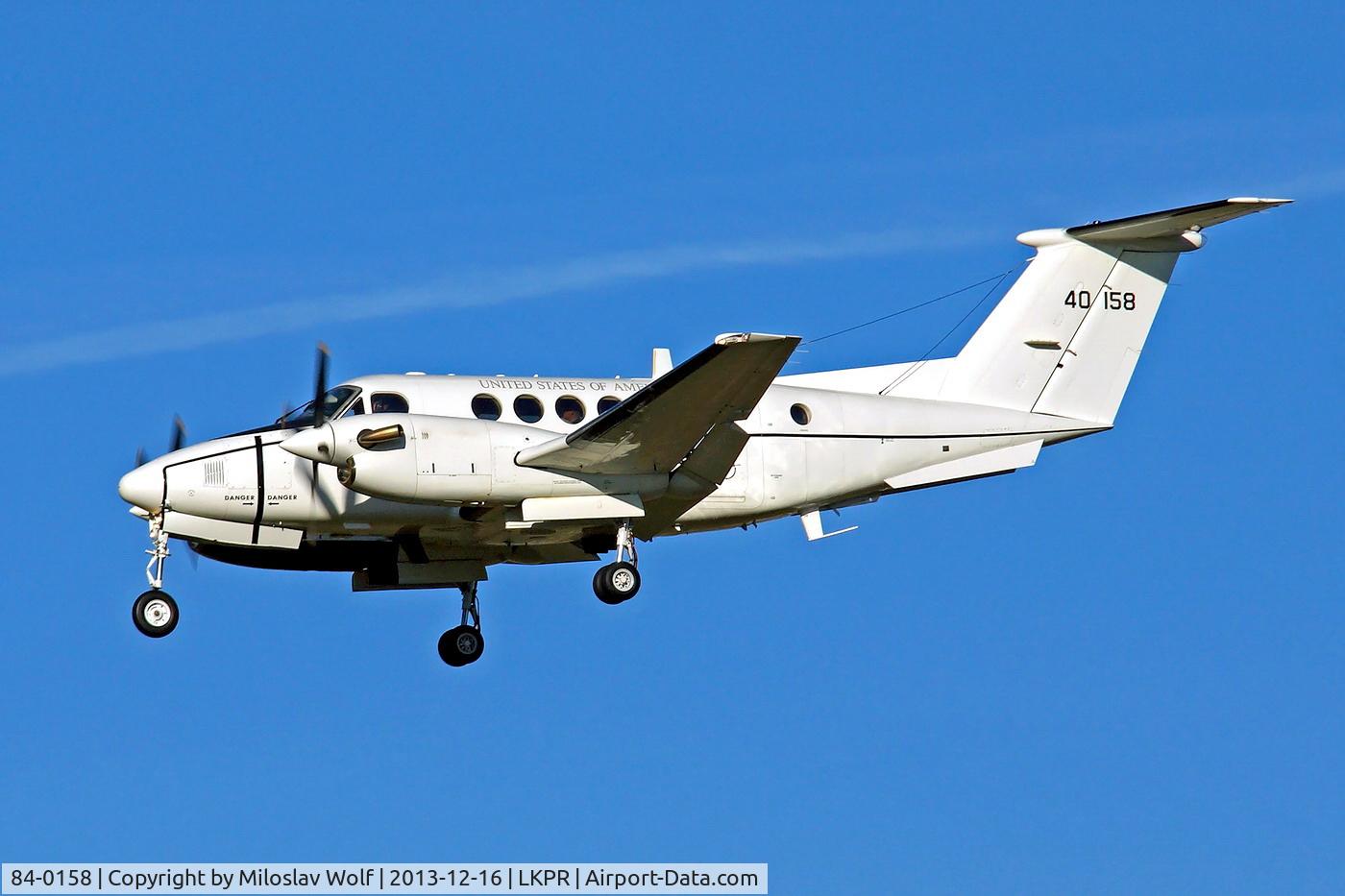 84-0158, 1984 Beech C-12F Huron C/N BL-088, Landing at Prague-Ruzyne