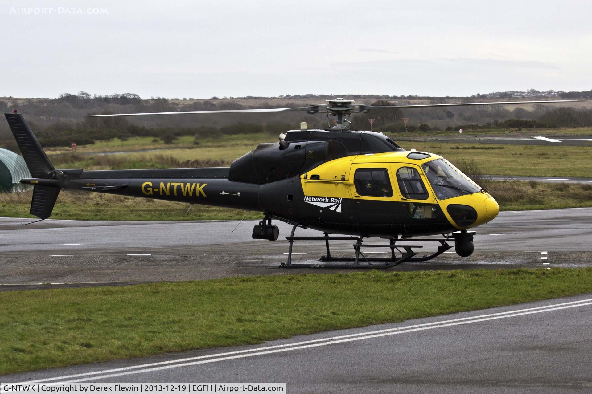 G-NTWK, 1986 Aerospatiale AS-355F-1 Twin Squirrel C/N 5347, PDG helicopters, Ecureuil 2, callsign Osprey63 operated by Network Rail arrived at EGFH at 1251 from EGFF.