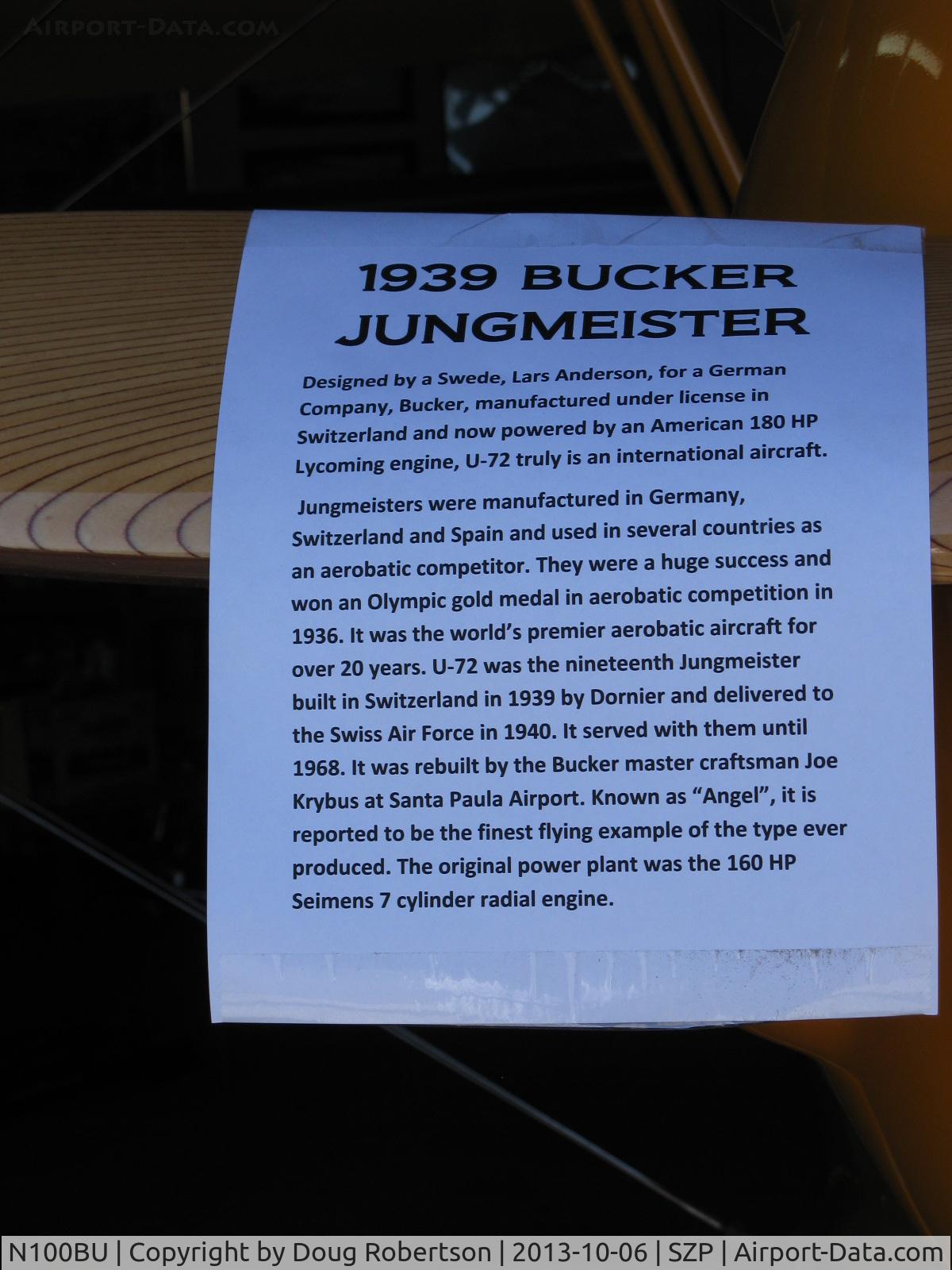 N100BU, 1939 Doflug Bu-133 Jungmeister C/N 19, 1939 Dornier Werke Bucker BU 133 JUNGMEISTER, 'Angel's Story