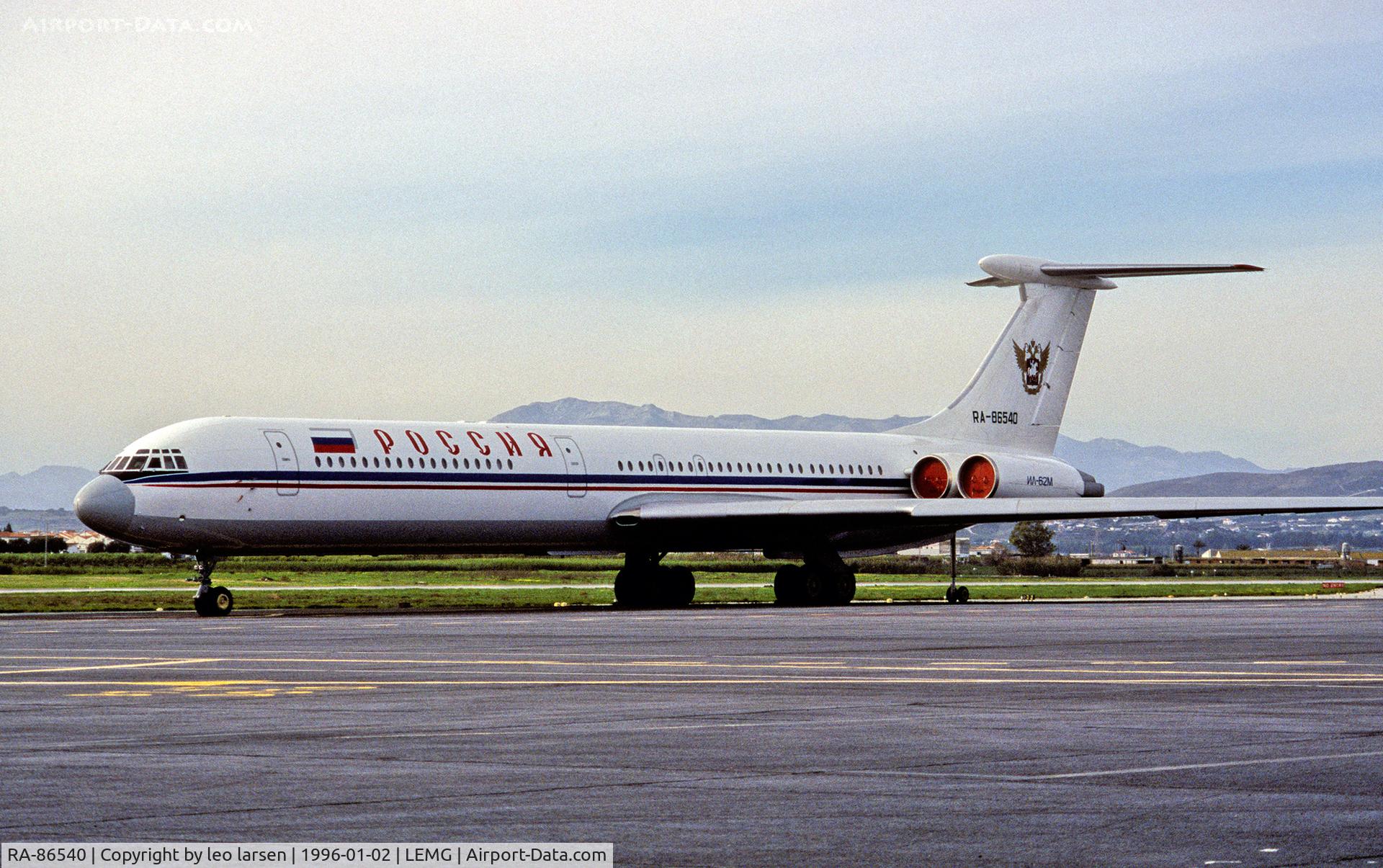 RA-86540, 1985 Ilyushin Il-62M C/N 3546548, Malaga Spain 2.1.96