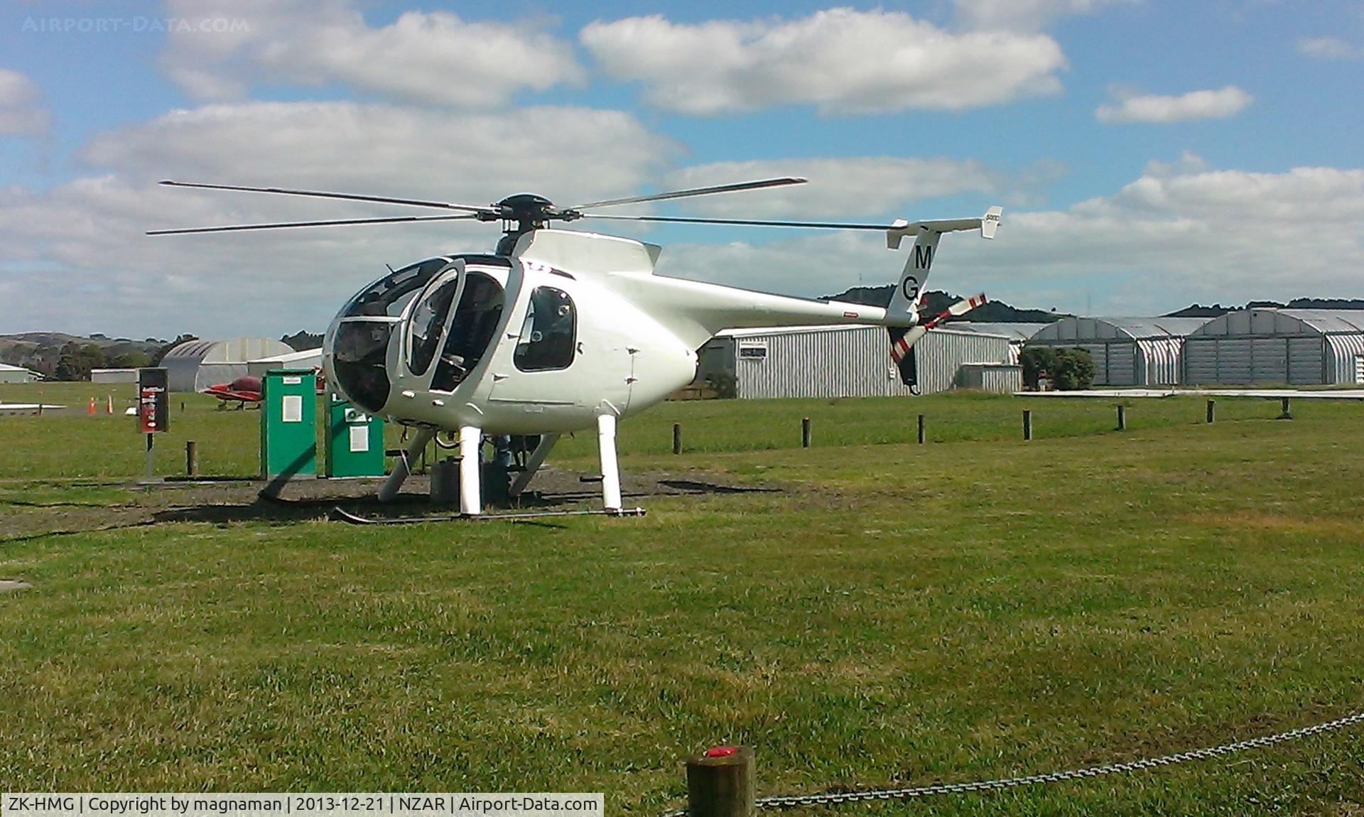ZK-HMG, Hughes 369D C/N 990558D, Being rrfuelled at Ardmore