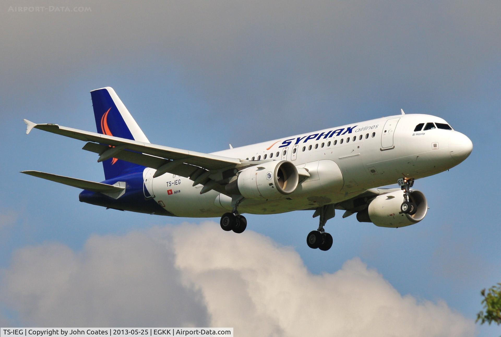TS-IEG, 2009 Airbus A319-112 C/N 3872, On approach to 08R