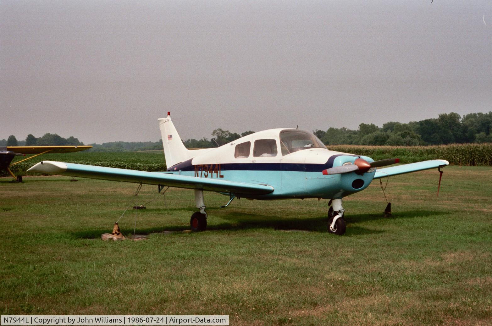 N7944L, 1966 Beech A23-19 C/N MB-143, Photo taken at a small RLA south of Lebanon, IL, summer 1986.