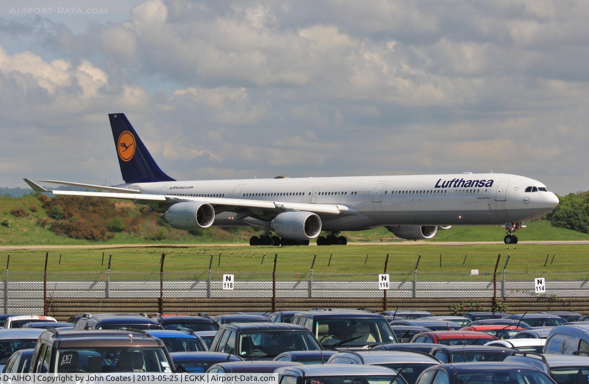 D-AIHO, 2006 Airbus A340-642 C/N 767, Waiting to enter 08R