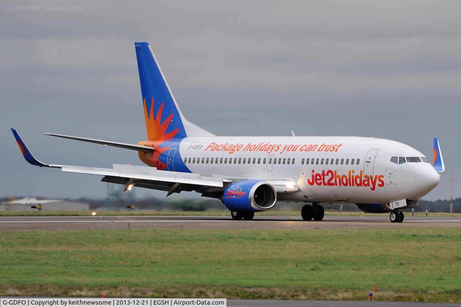 G-GDFO, 1998 Boeing 737-3U3 C/N 28740, End of first landing with newly attached winglets !