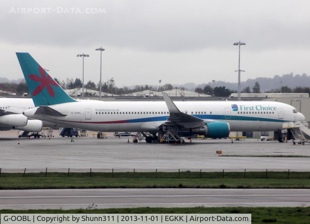 G-OOBL, 1995 Boeing 767-324 C/N 27393, Parked at the Airport... Taken from another aircraft during my visit @ London Town