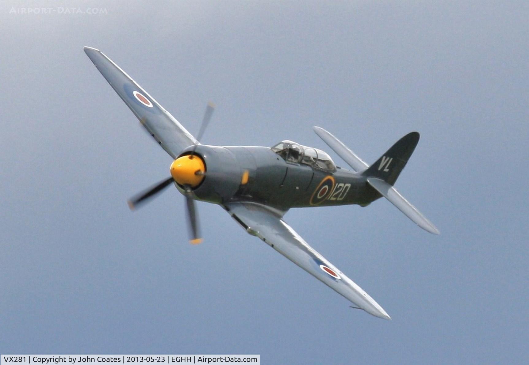 VX281, 1949 Hawker Sea Fury T.20 C/N ES.3615, Surprise arrival...low pass