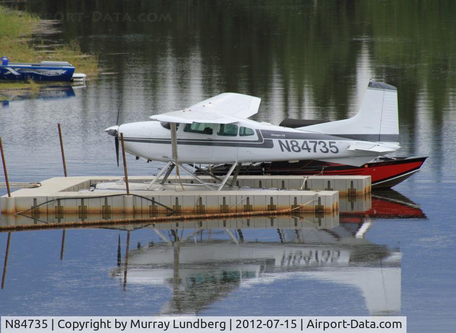 N84735, 1976 Cessna A185F Skywagon 185 C/N 18503152, Moored on the Chena River in Fairbanks, Alaska.