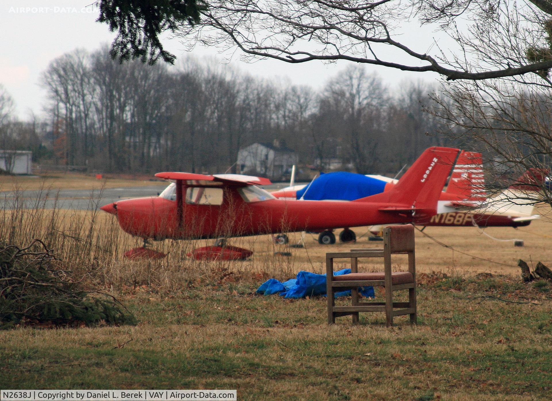 N2638J, 1966 Cessna 150G C/N 15065638, Two years after seeing this aircraft at Twin Pine, it was good to see she made it out of that scrapyard.  Here she is seen in 2008, at South Jersey Regional Airport, VAY.