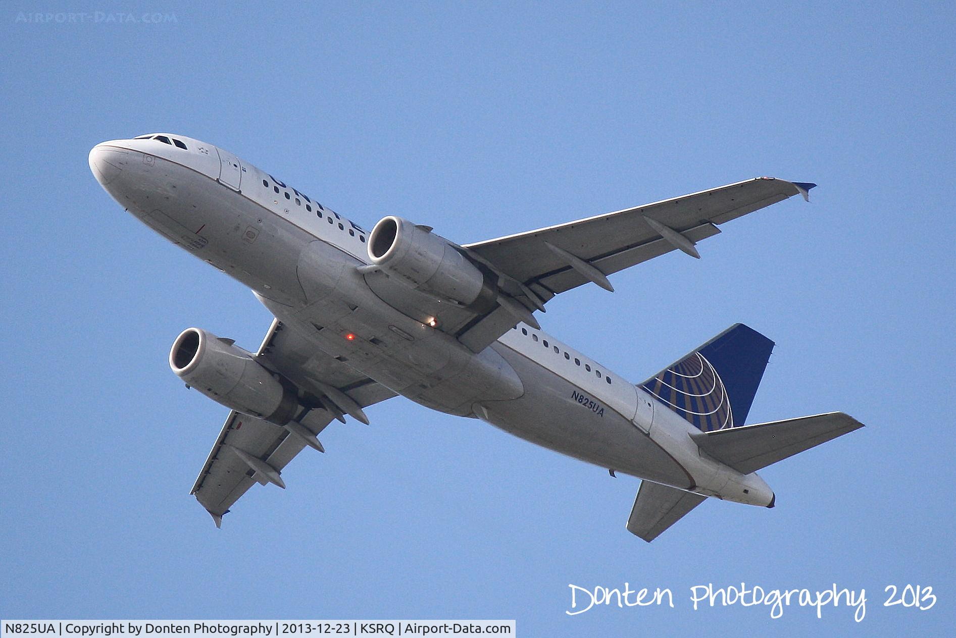 N825UA, 1999 Airbus A319-131 C/N 980, United Flight 685 (N825UA) departs Sarasota-Bradenton International Airport enroute to Chicago-O'Hare International Airport