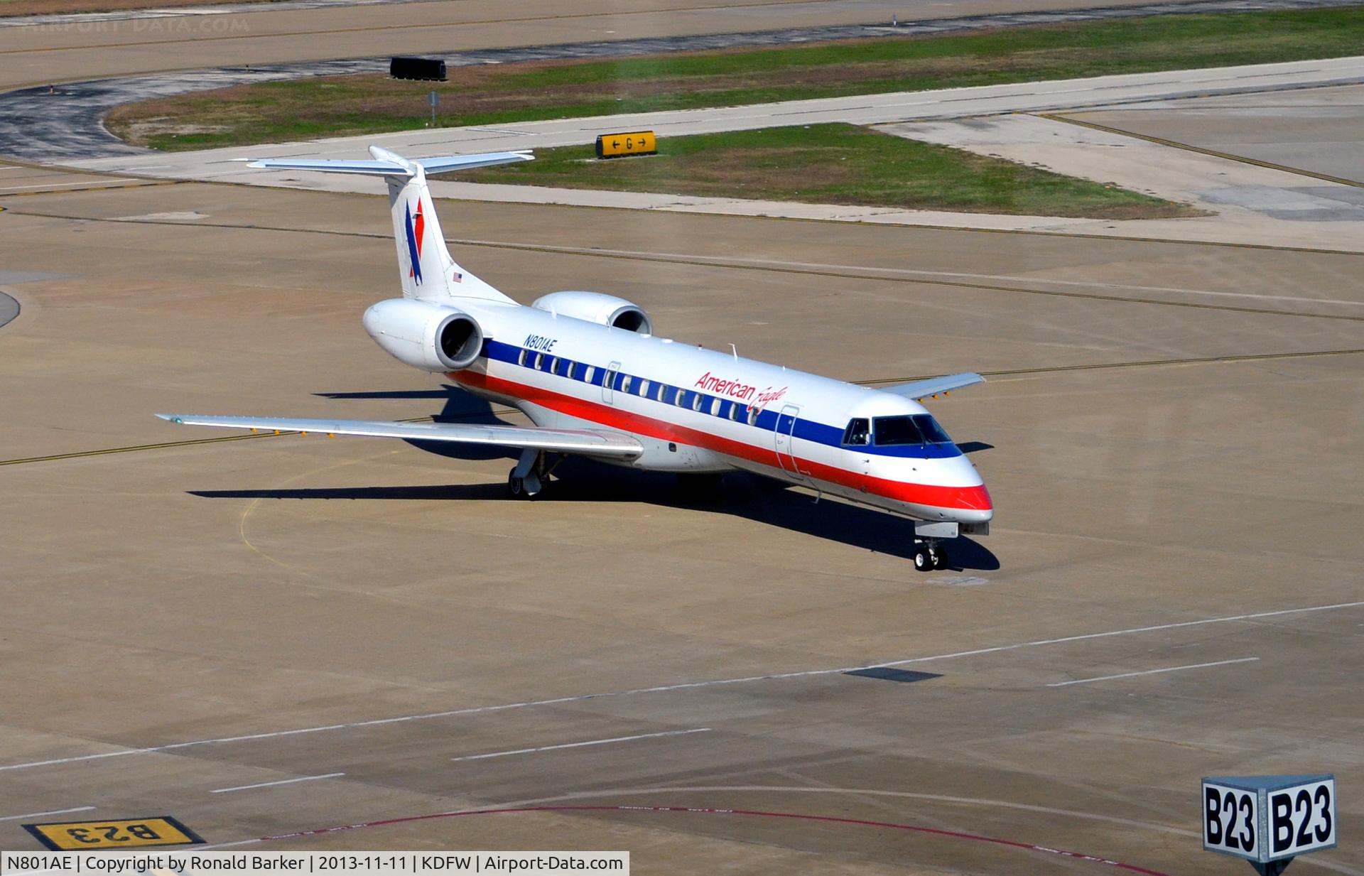 N801AE, 2001 Embraer ERJ-140LR (EMB-135KL) C/N 145469, Taxi DFW
