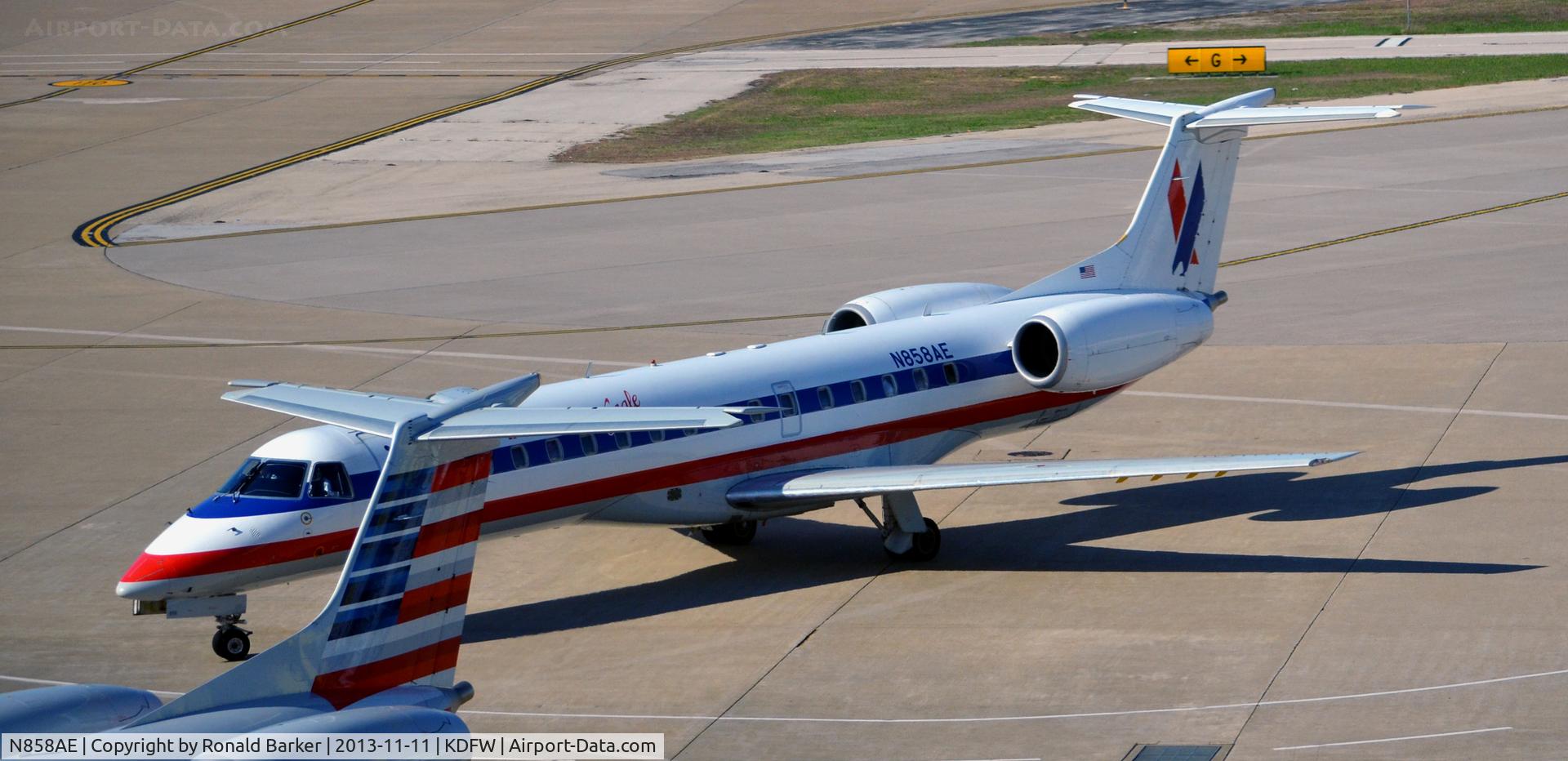 N858AE, 2003 Embraer ERJ-140LR (EMB-135KL) C/N 145754, Taxi DFW