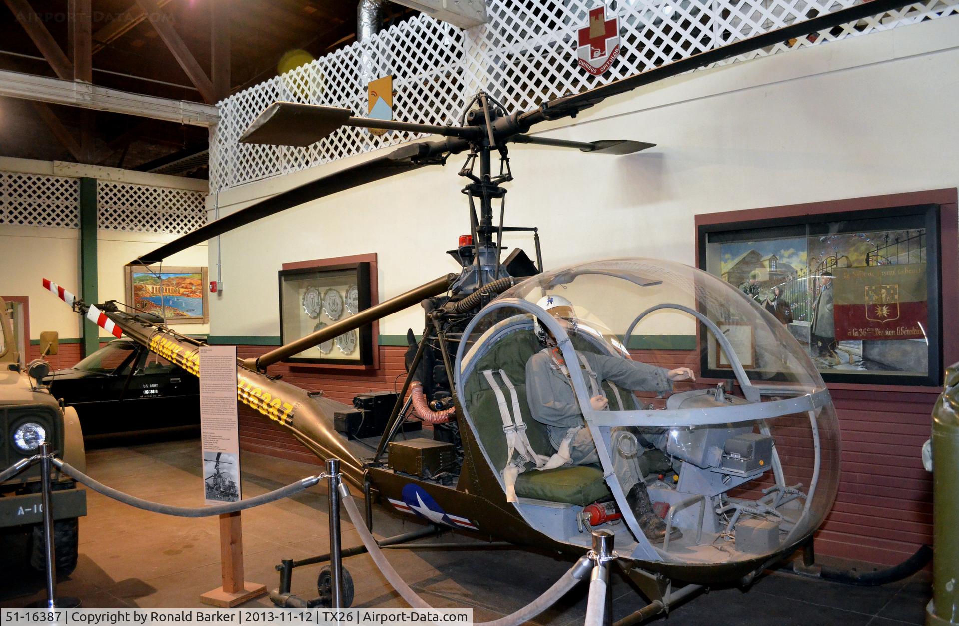 51-16387, 1951 Hiller H-23B Raven C/N 638, Texas Military Museum , Camp Mabry, TX