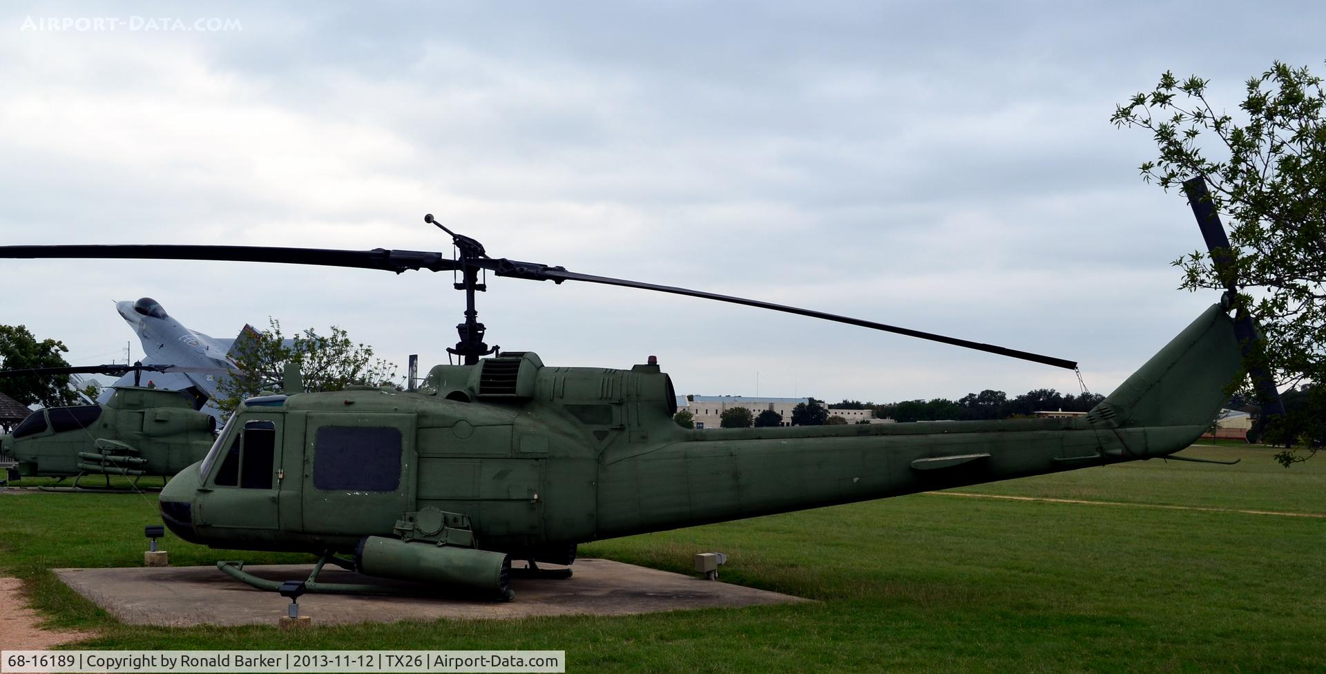 68-16189, 1968 Bell UH-1H Iroquois C/N 10848, UH-1H on display, Camp Mabry, TX (Believed UH-1M Admin)