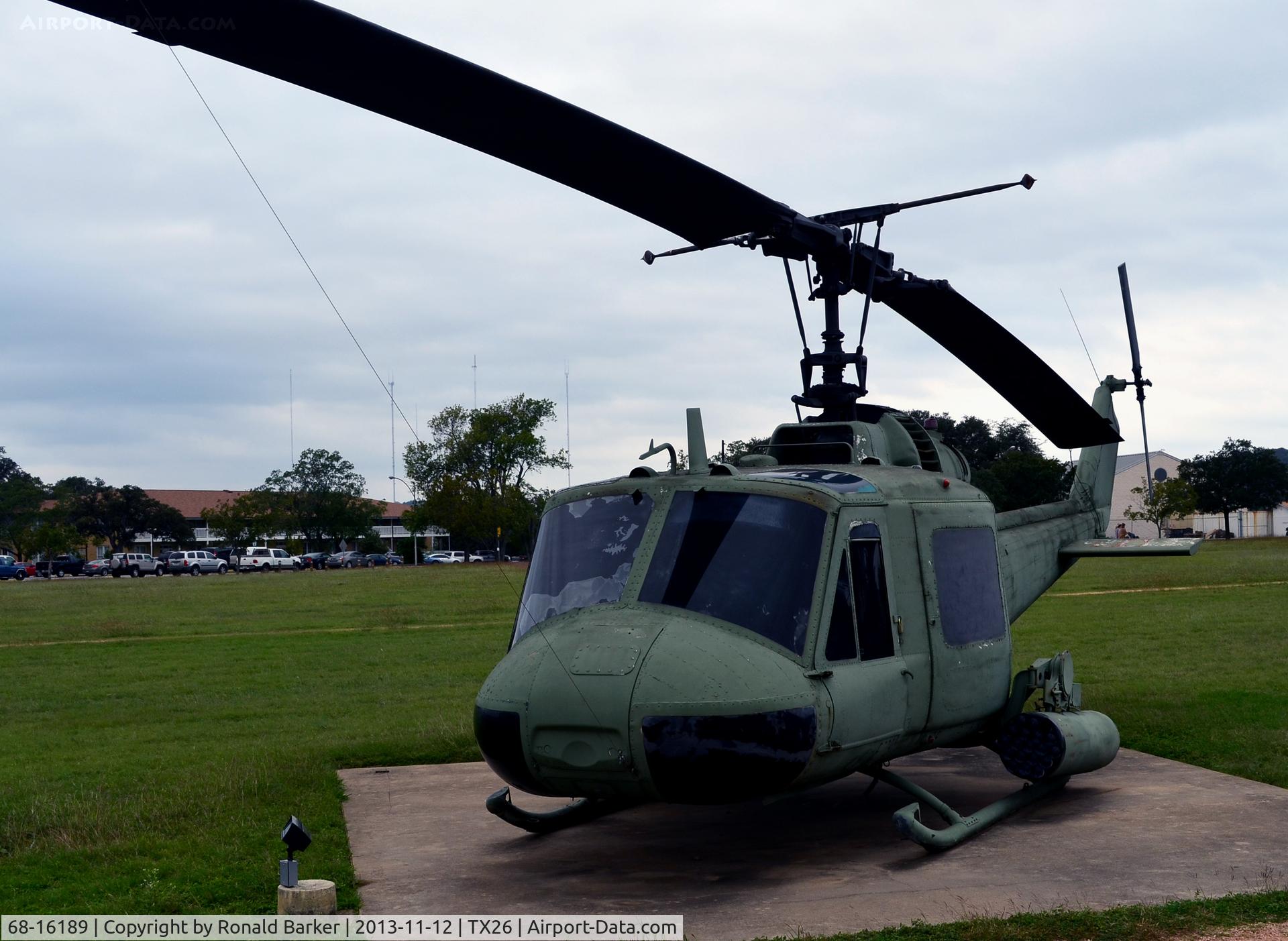 68-16189, 1968 Bell UH-1H Iroquois C/N 10848, UH-1H on display Camp Mabry, TX (Believed UH-1M Admin)
