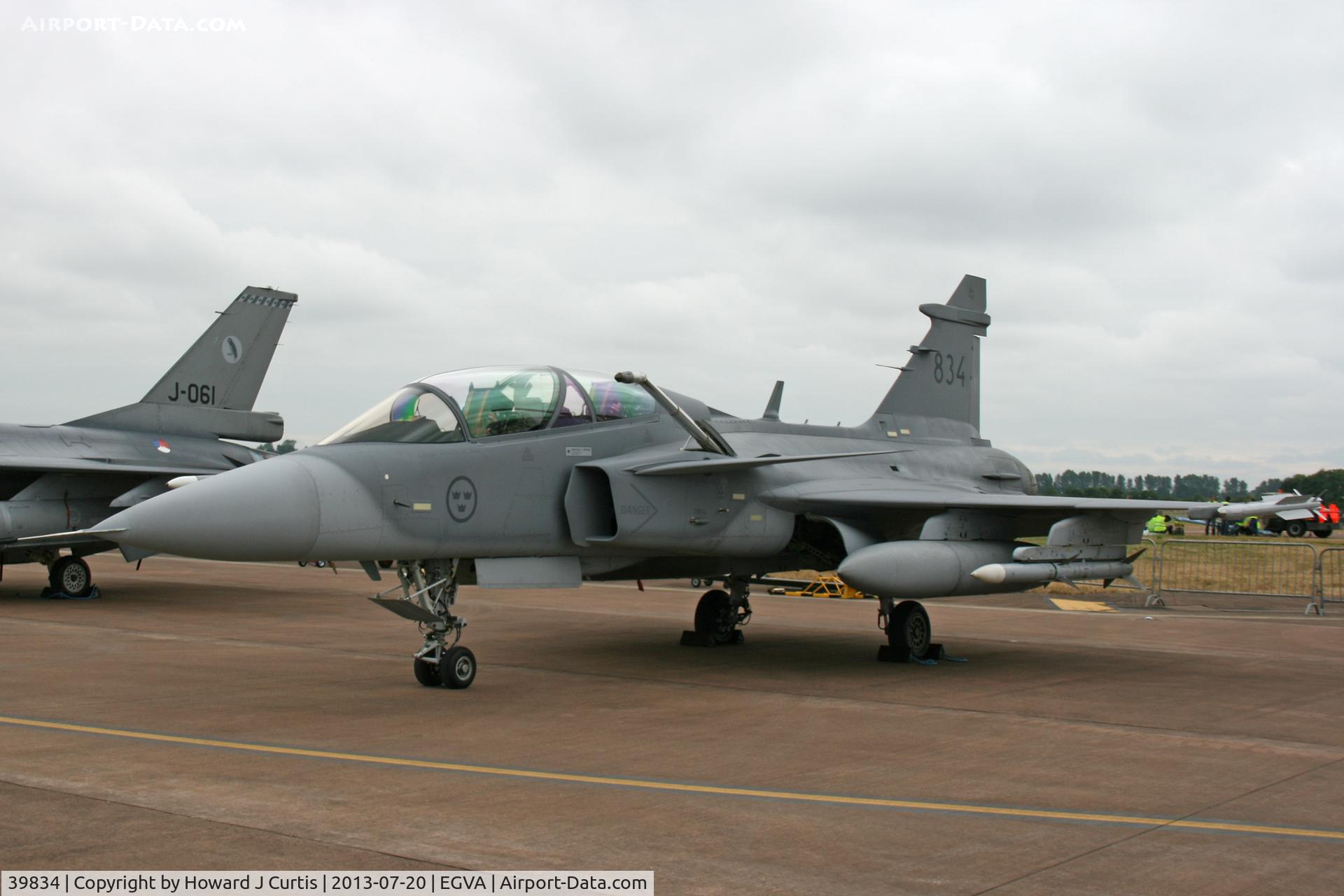 39834, Saab JAS-39D Gripen C/N 39834, Sweidsh AF. At the Royal International Air Tattoo 2013.