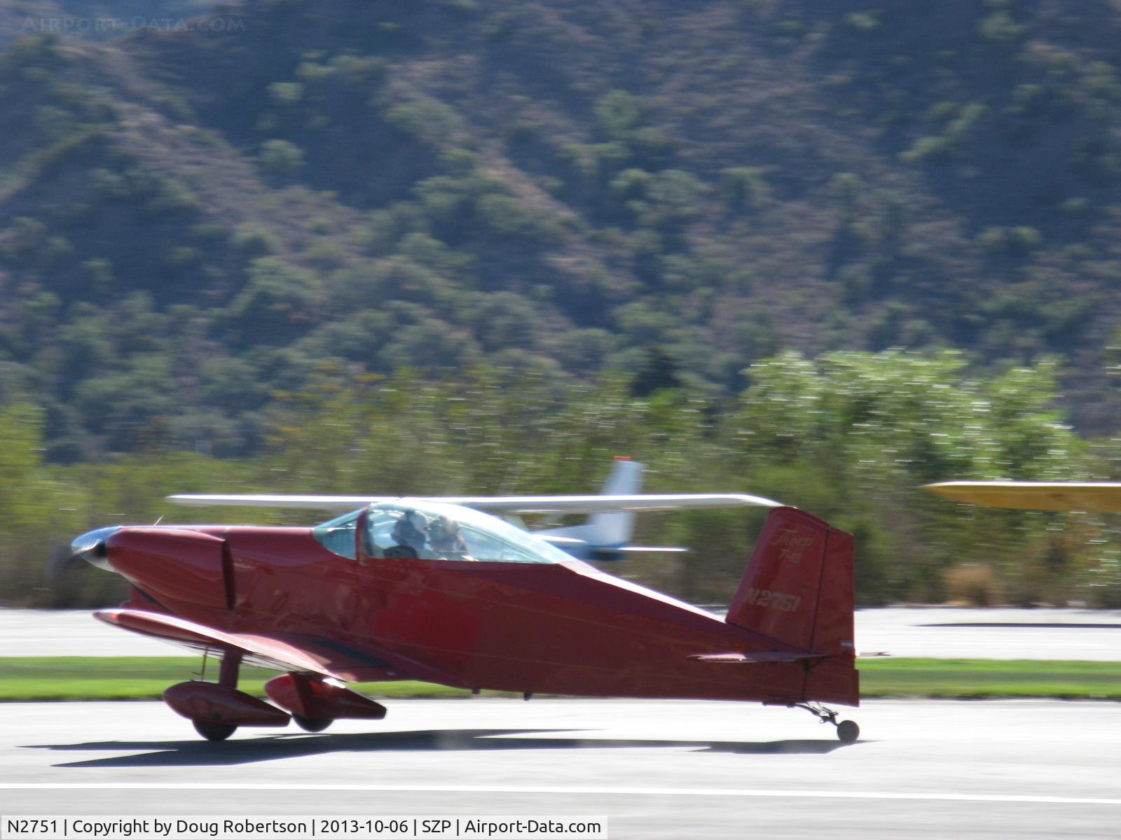N2751, 1976 Thorp T-18 Tiger C/N 300, 1976 Stork THORP T-18 TIGER, Lycoming O&VO-360 180 Hp, landing roll Rwy 04