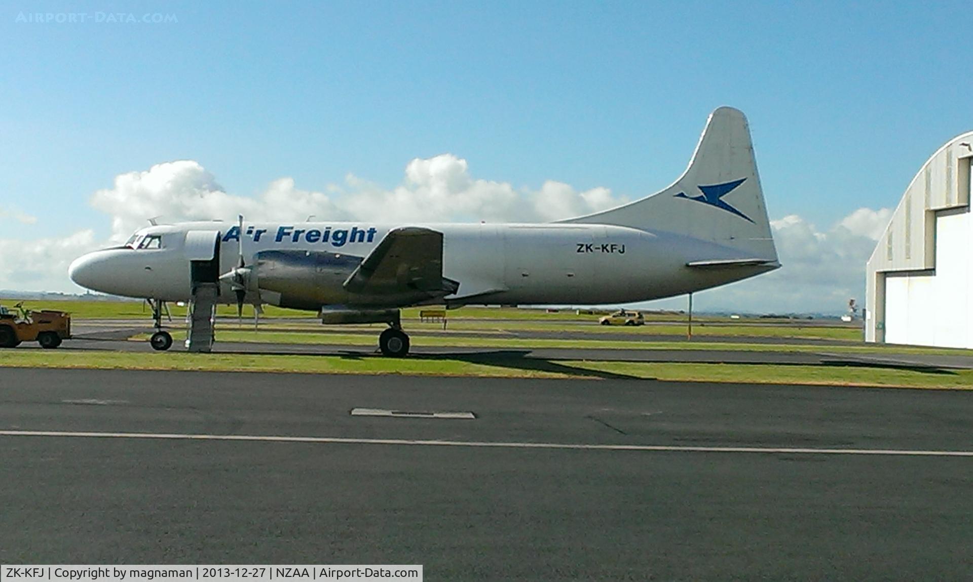 ZK-KFJ, Convair 580/F C/N 114, On cargo apron