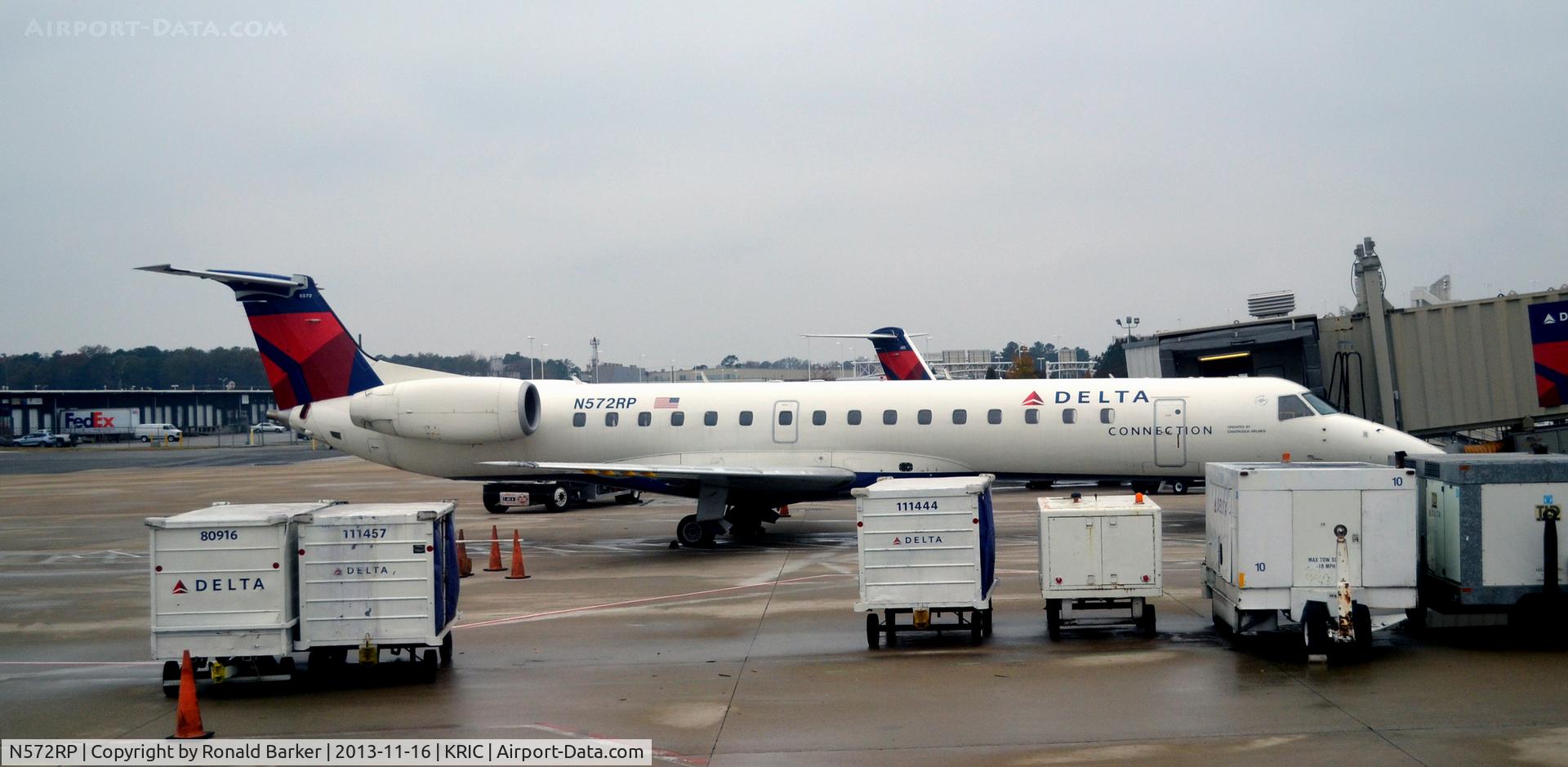 N572RP, 2004 Embraer EMB-145LR C/N 14500828, At the gate Richmond