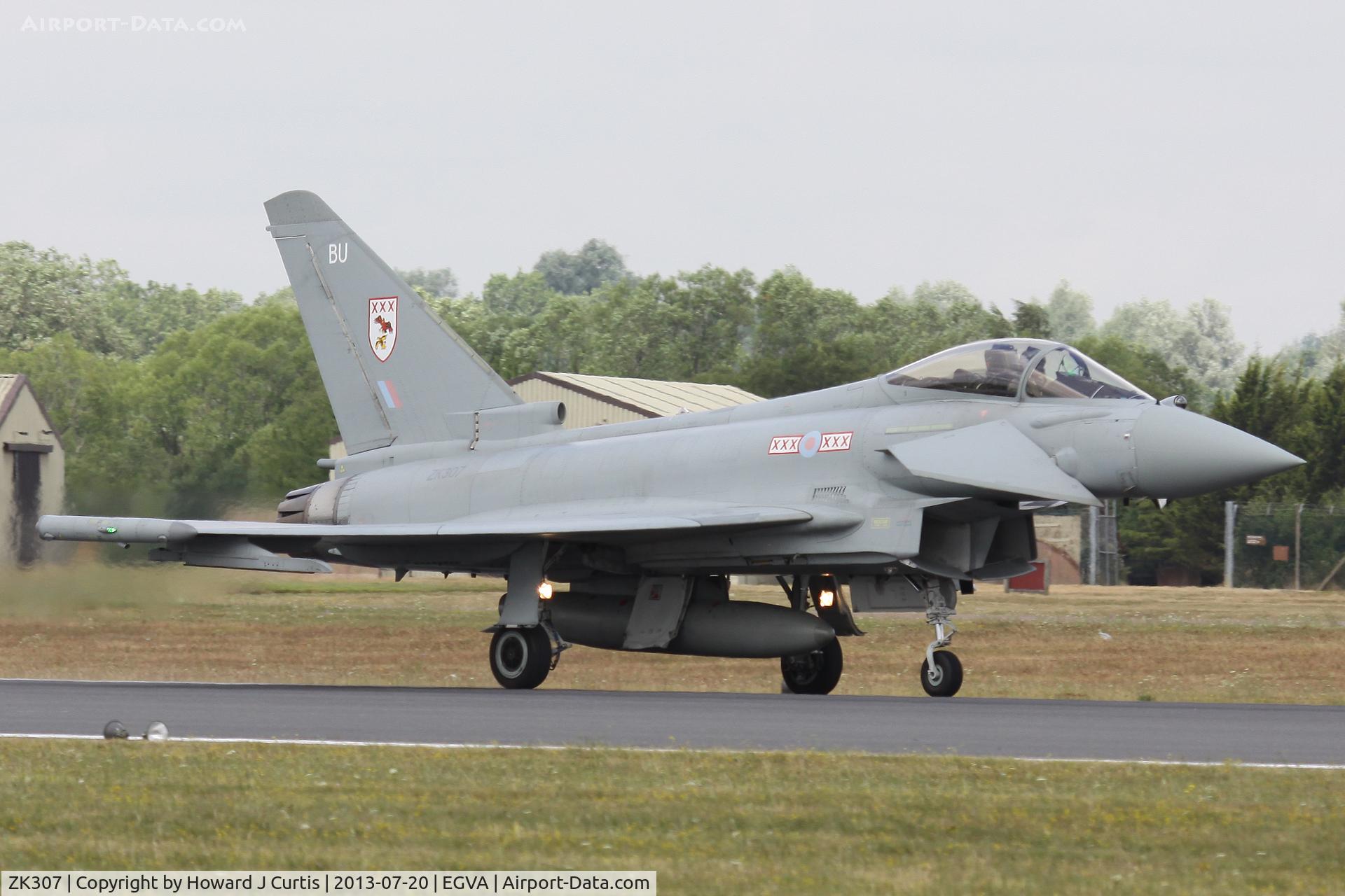 ZK307, 2009 Eurofighter EF-2000 Typhoon FGR4 C/N BS058, BU/29(R) Sqn, RAF. At the Royal International Air Tattoo 2013.