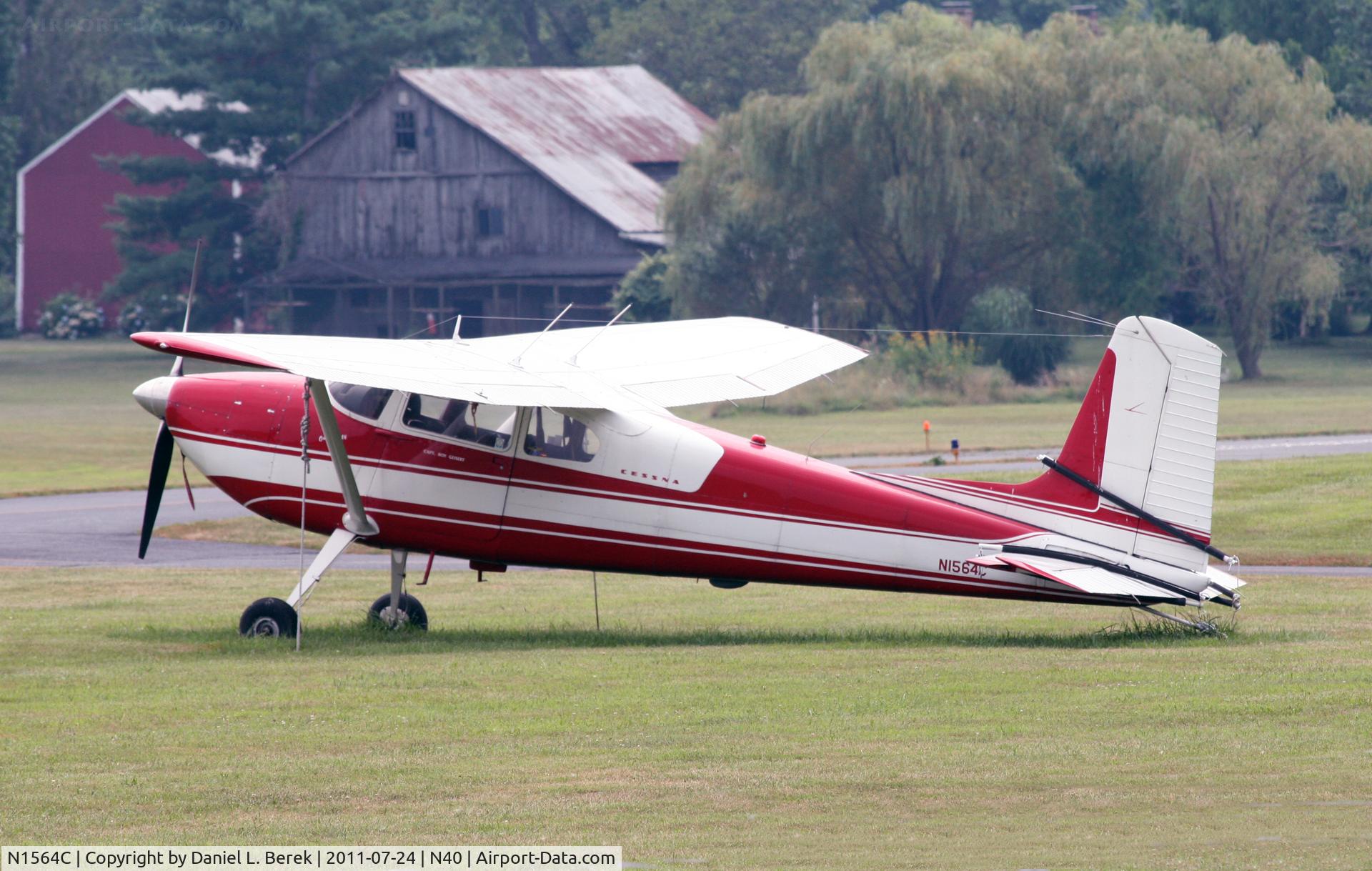 N1564C, 1953 Cessna 180 C/N 30264, This beautiful 1953-vintage Cessna 180 was sitting quietly in the serene setting of Sky Manor Airport.