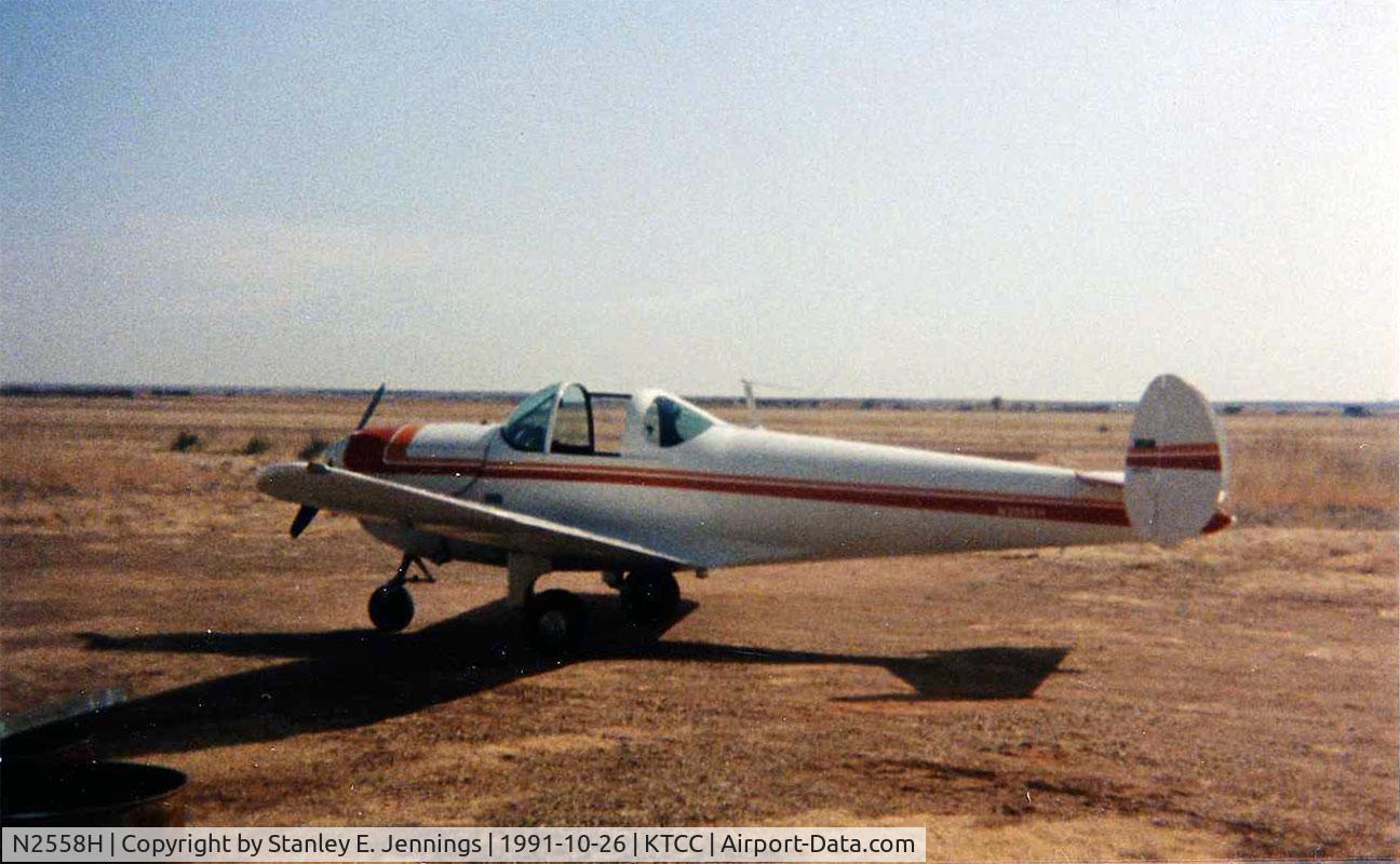 N2558H, 1946 Erco 415C Ercoupe C/N 3183, N2558H at Tucumcari Municipal Airport in October 1991. (I acquired this photograph from a former owner (now deceased) of the aircraft.)