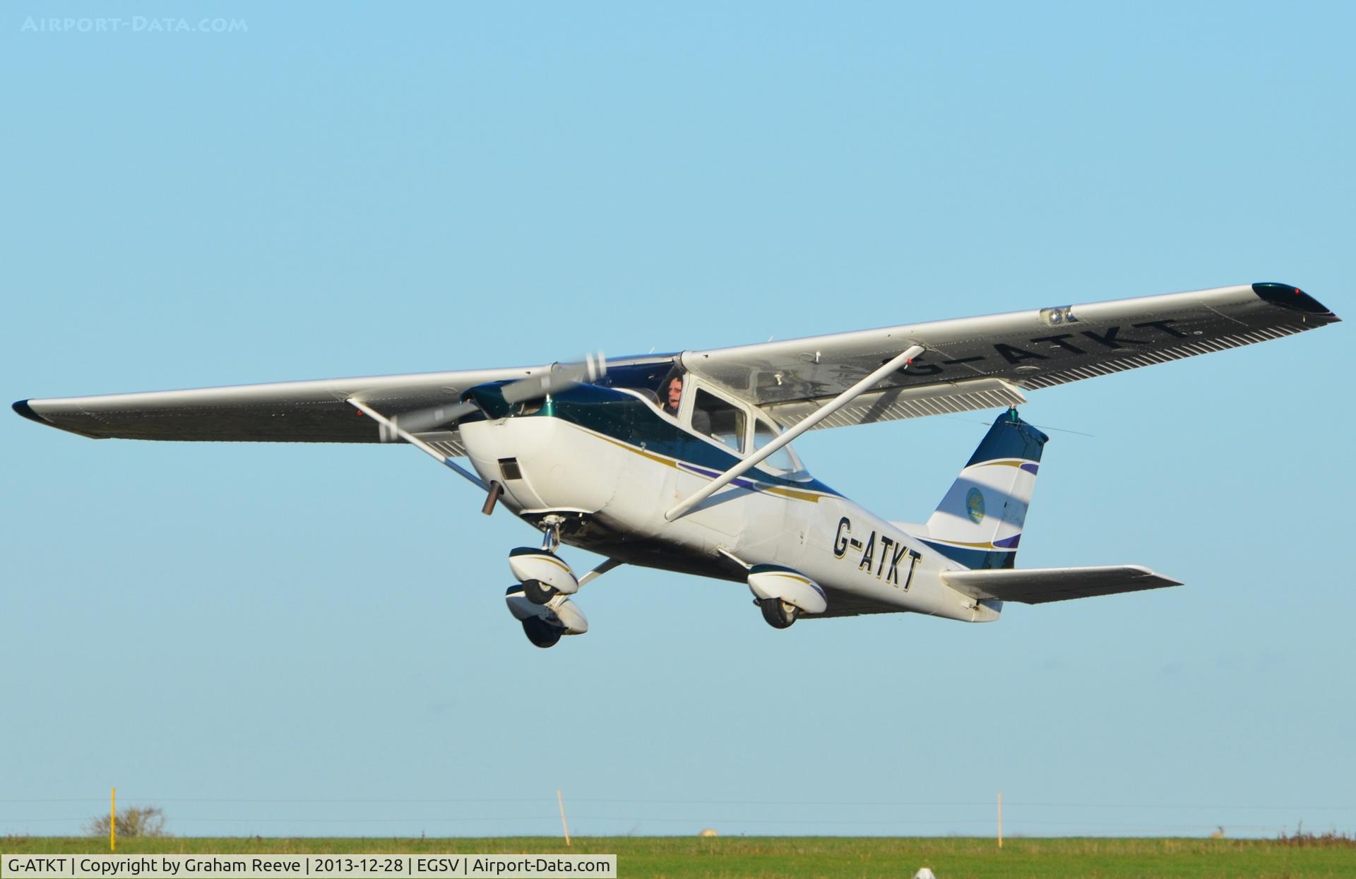 G-ATKT, 1965 Reims Cessna F172G Skyhawk C/N 0206, Getting airbourne from Old Buckenham.