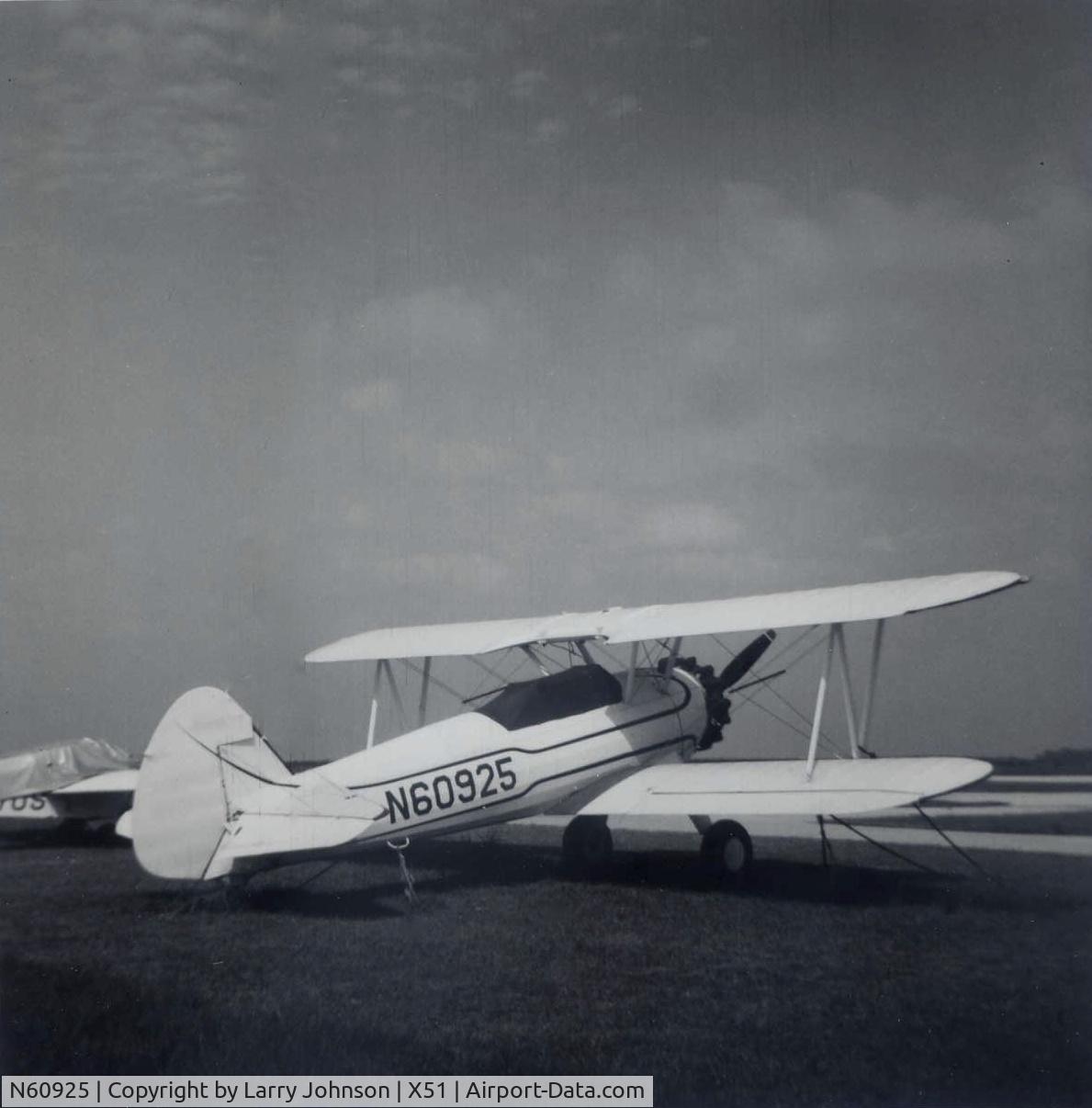 N60925, 1941 Boeing A75N1(PT17) C/N 75-1910, Parked outside in the mid 1960's.