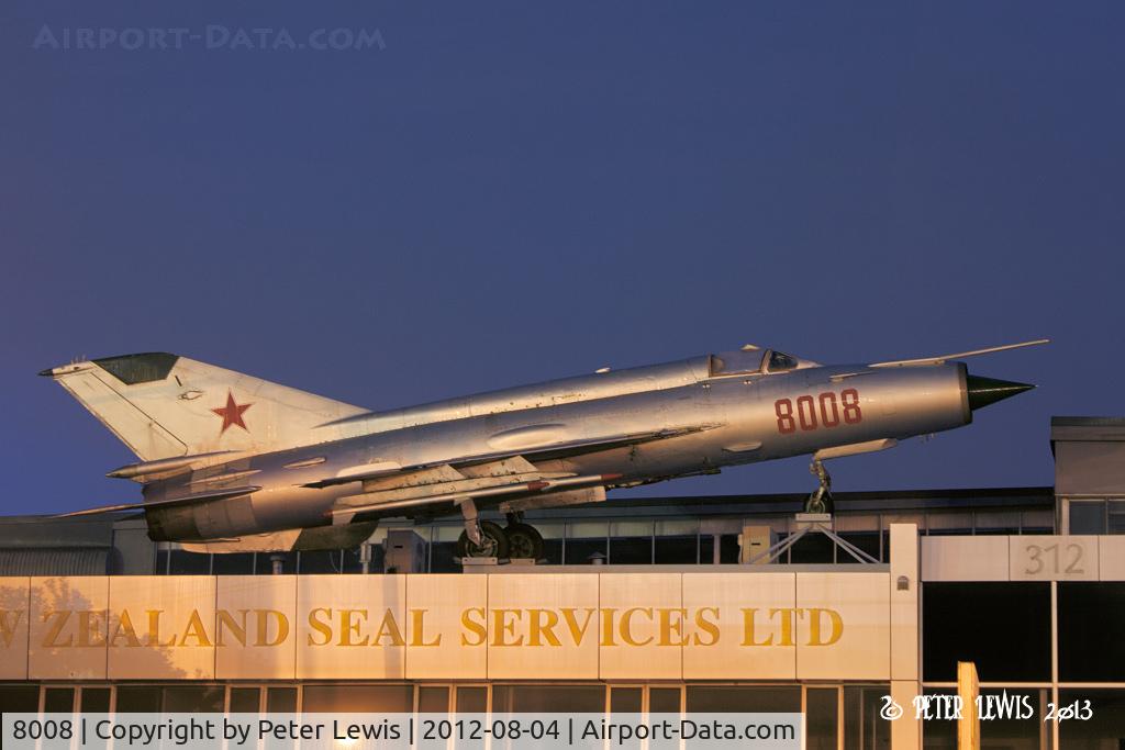 8008, Mikoyan-Gurevich MiG-21MF C/N 968008, On the roof of a business premises