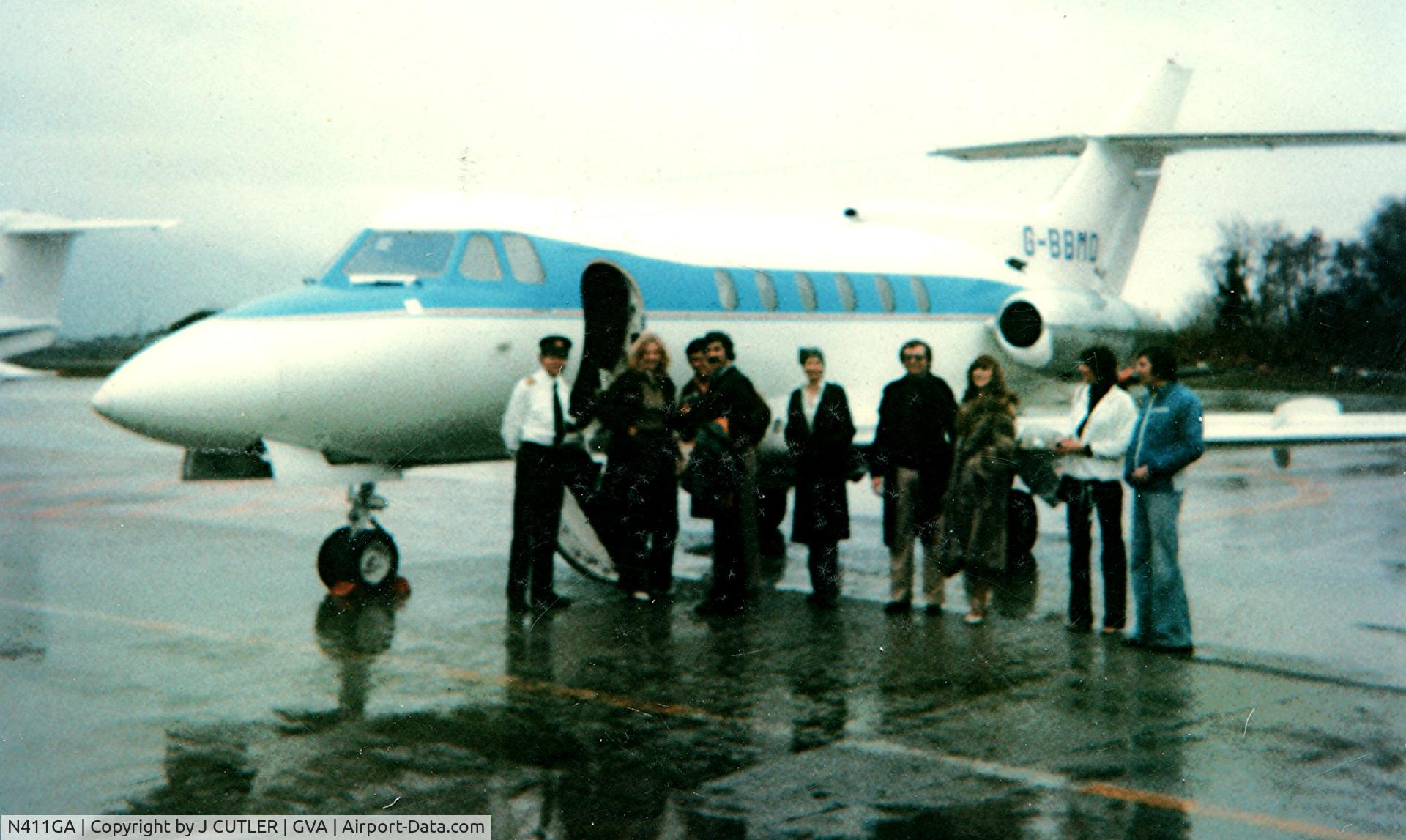 N411GA, 1973 Hawker Siddeley HS.125 Series 600A C/N 256024, Then G-BBMD  At Geneva March 1978