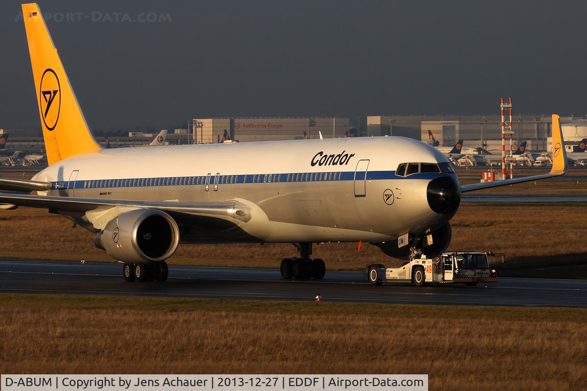 D-ABUM, 1994 Boeing 767-31B C/N 25170, beeing towed to the terminal