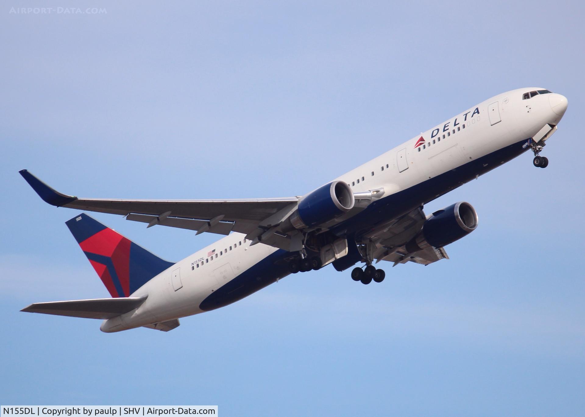 N155DL, 1991 Boeing 767-3P6 C/N 25269, Delta Charter departing Shreveport Regional.