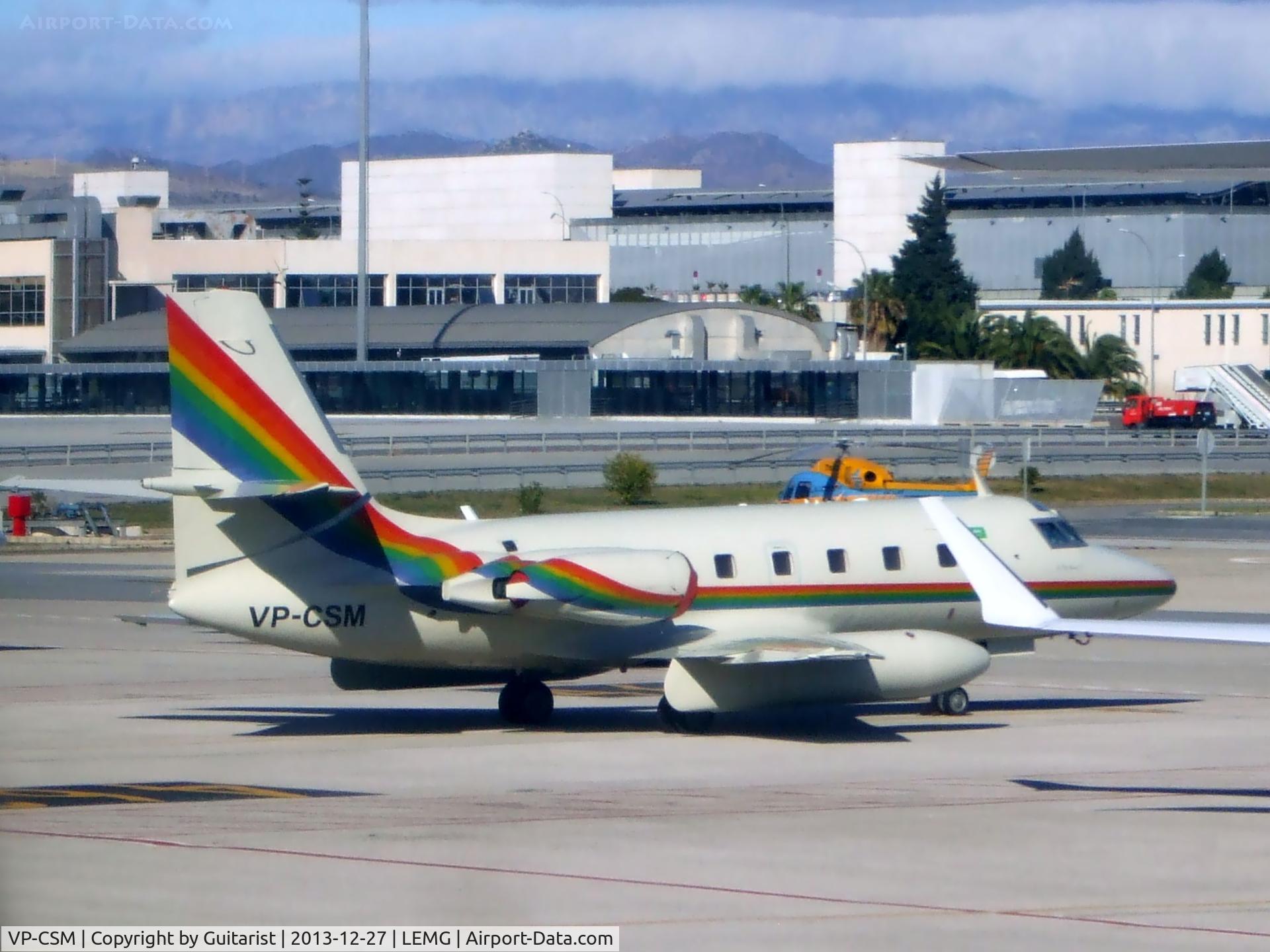 VP-CSM, 1967 Lockheed L-1329 Jetstar 731 C/N 5092, On the GA at Malaga. Nice.