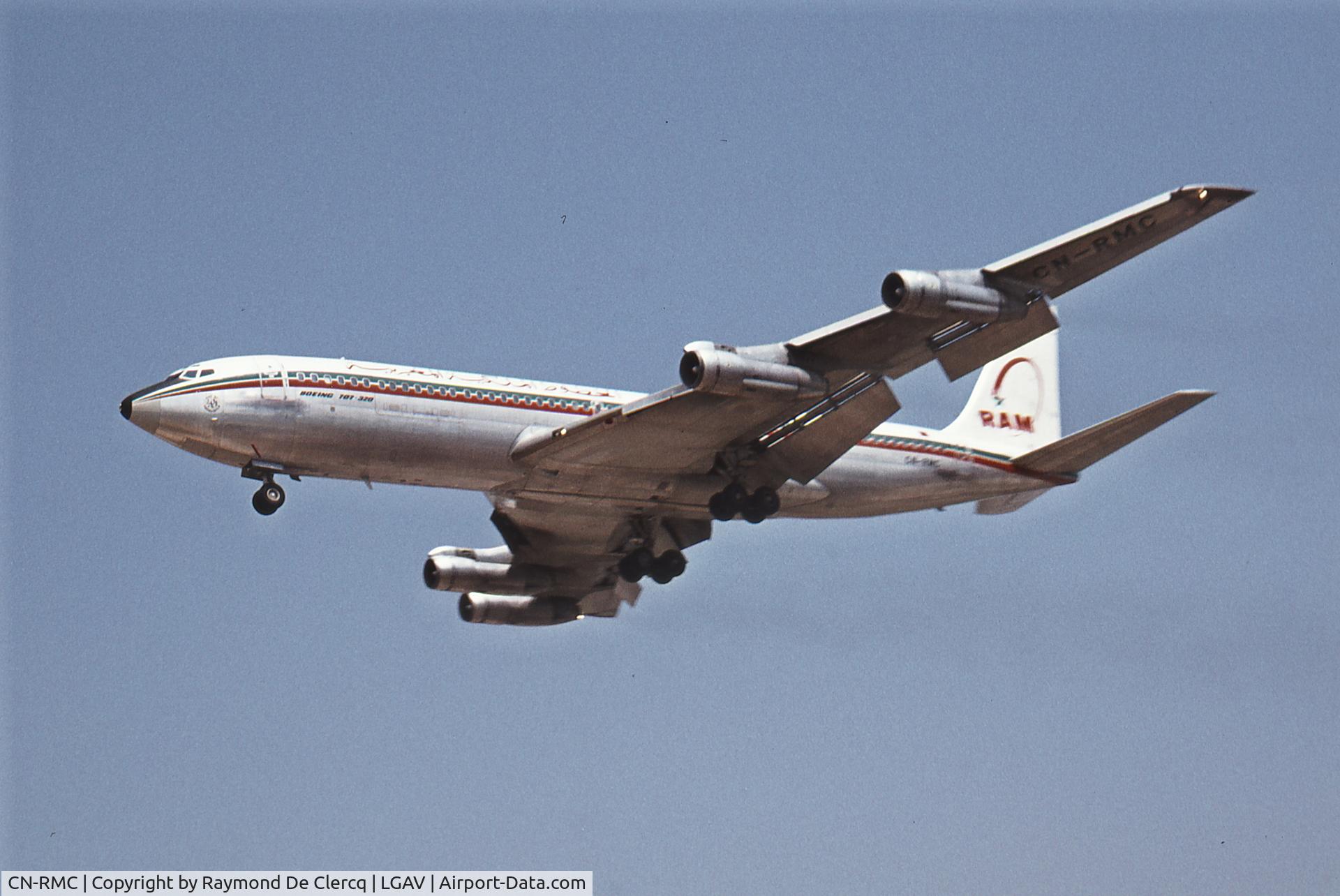 CN-RMC, 1968 Boeing 707-351C C/N 19774, Landing at Athens in July 1977.