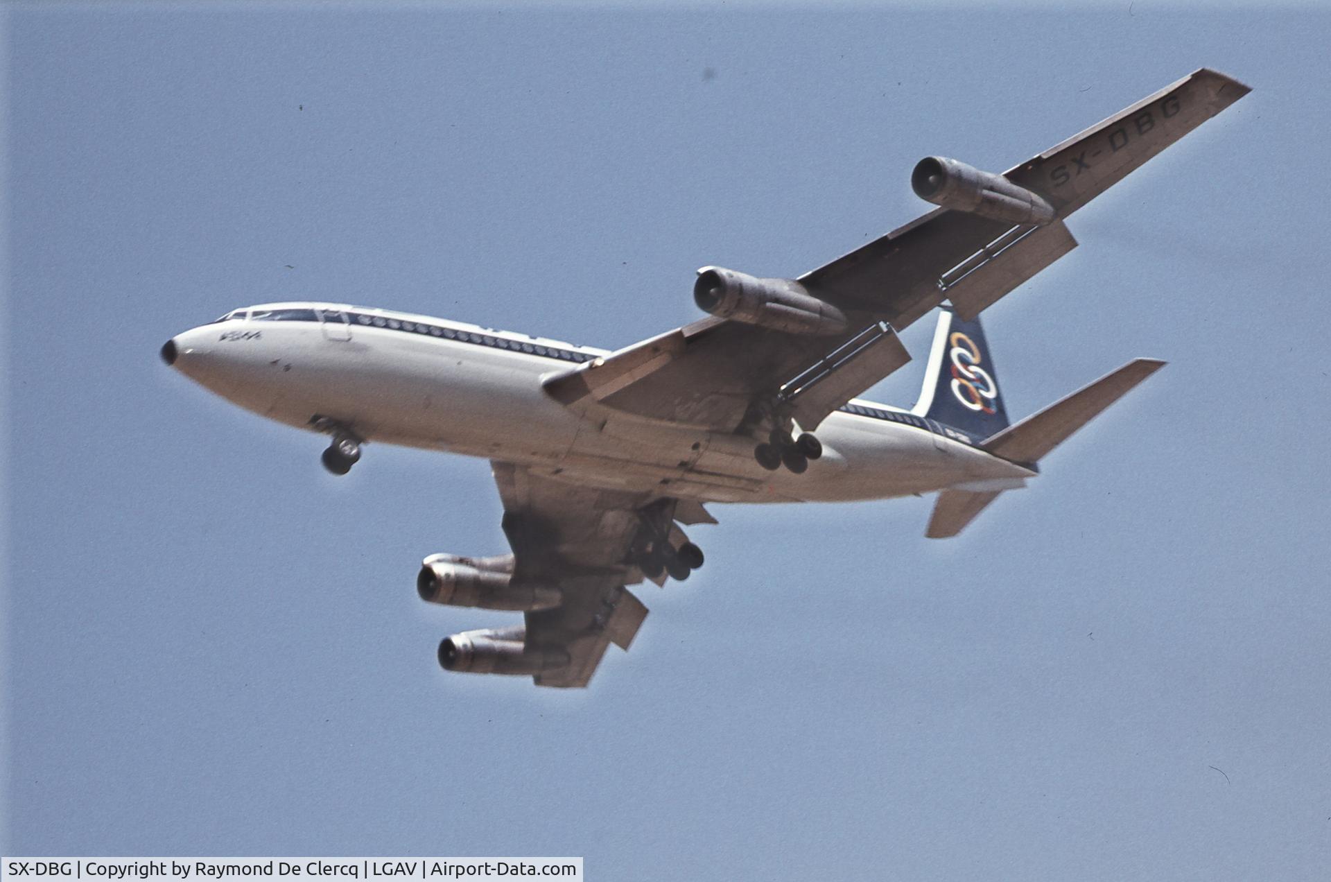 SX-DBG, 1961 Boeing 720-051B C/N 18352, Landing at Athens in July 1977.