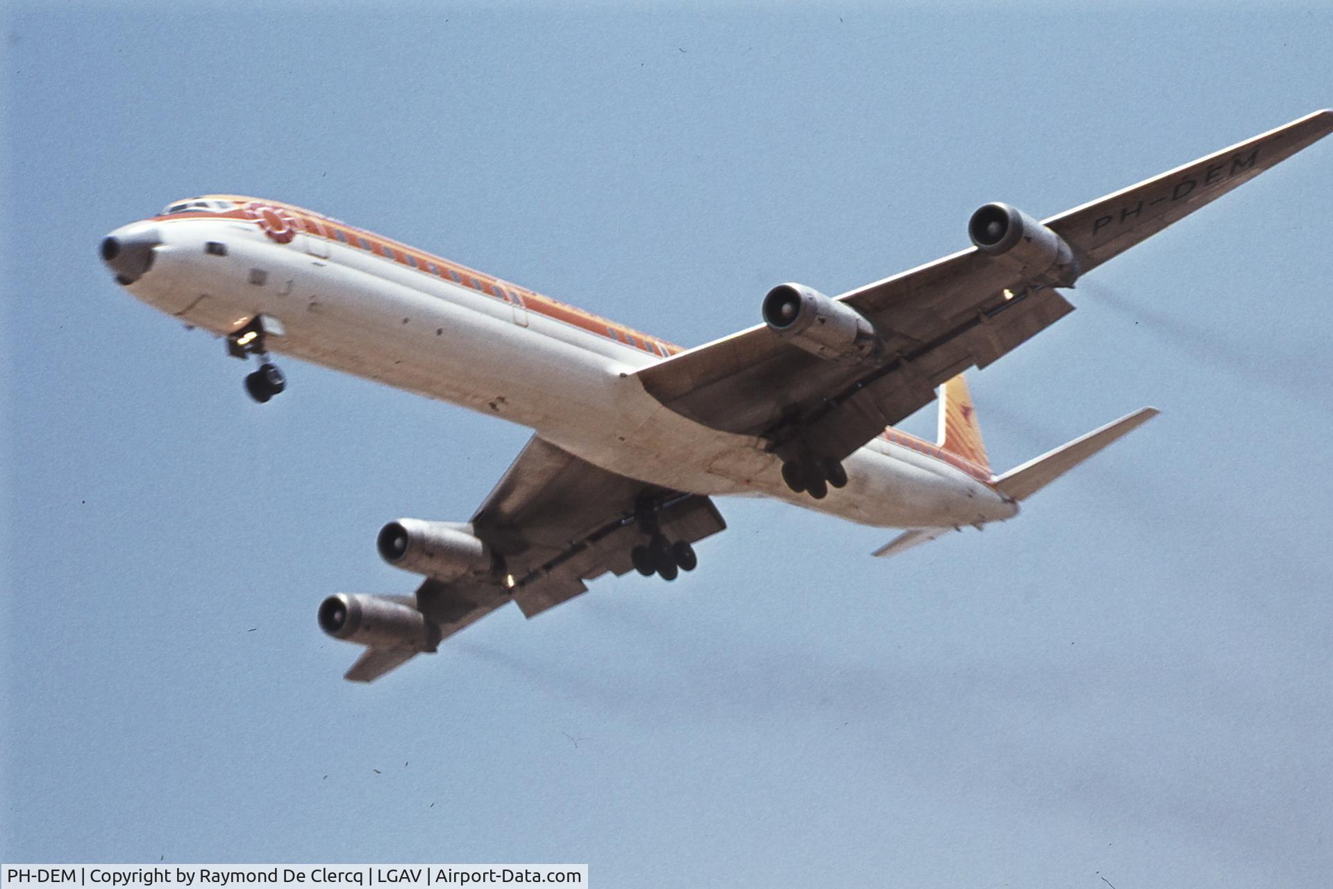 PH-DEM, 1970 Douglas DC-8-63 C/N 46141, Landing at Athens in July 1977.