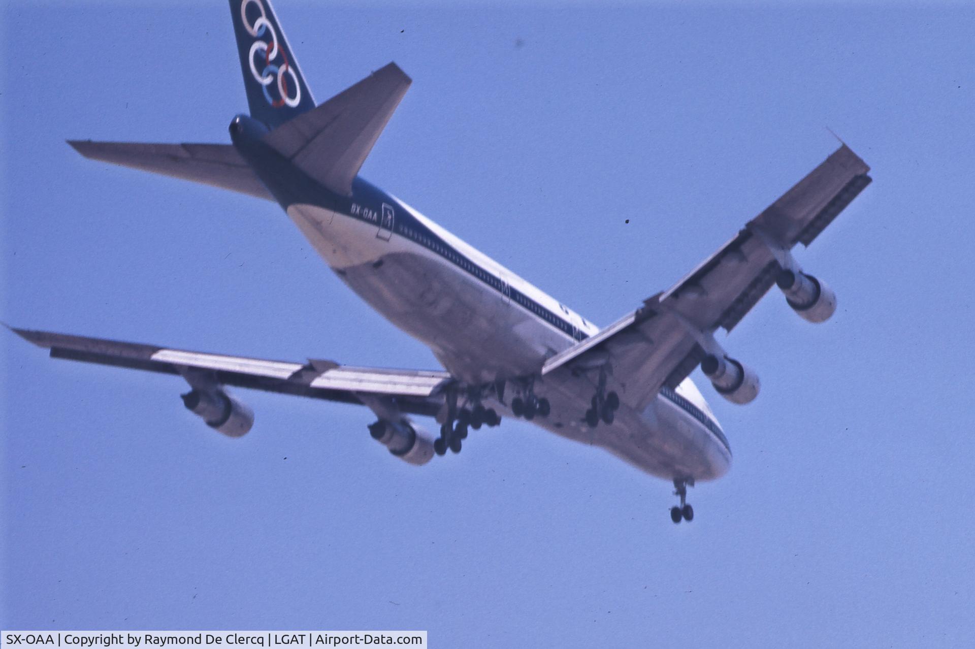SX-OAA, 1973 Boeing 747-284B C/N 20742, Landing at Athens in July 1977.