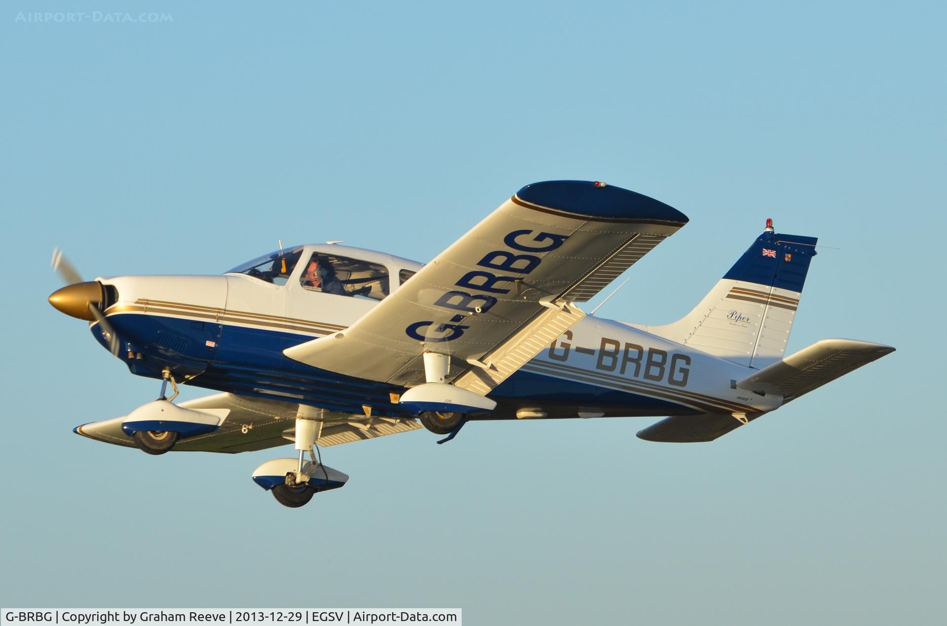G-BRBG, 1975 Piper PA-28-180 Cherokee Archer C/N 28-7505248, Just airbourne.