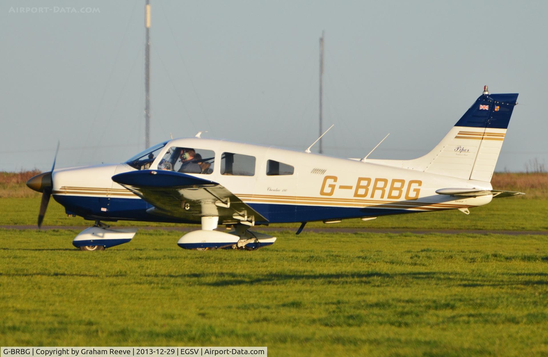G-BRBG, 1975 Piper PA-28-180 Cherokee Archer C/N 28-7505248, About to depart.
