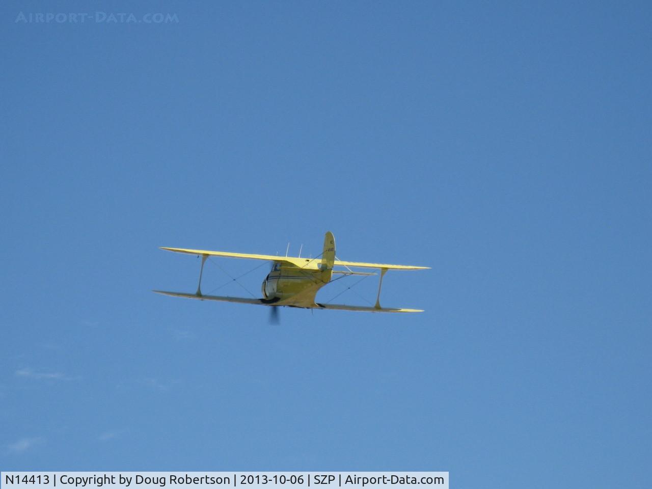 N14413, 1935 Beech B17R Staggerwing C/N 38, UNKNOWN Beech 17 STAGGERWING, P&W R-985 Wasp Jr. 450 Hp, takeoff climb Rwy 04, gear already up. Help appreciated on this one.